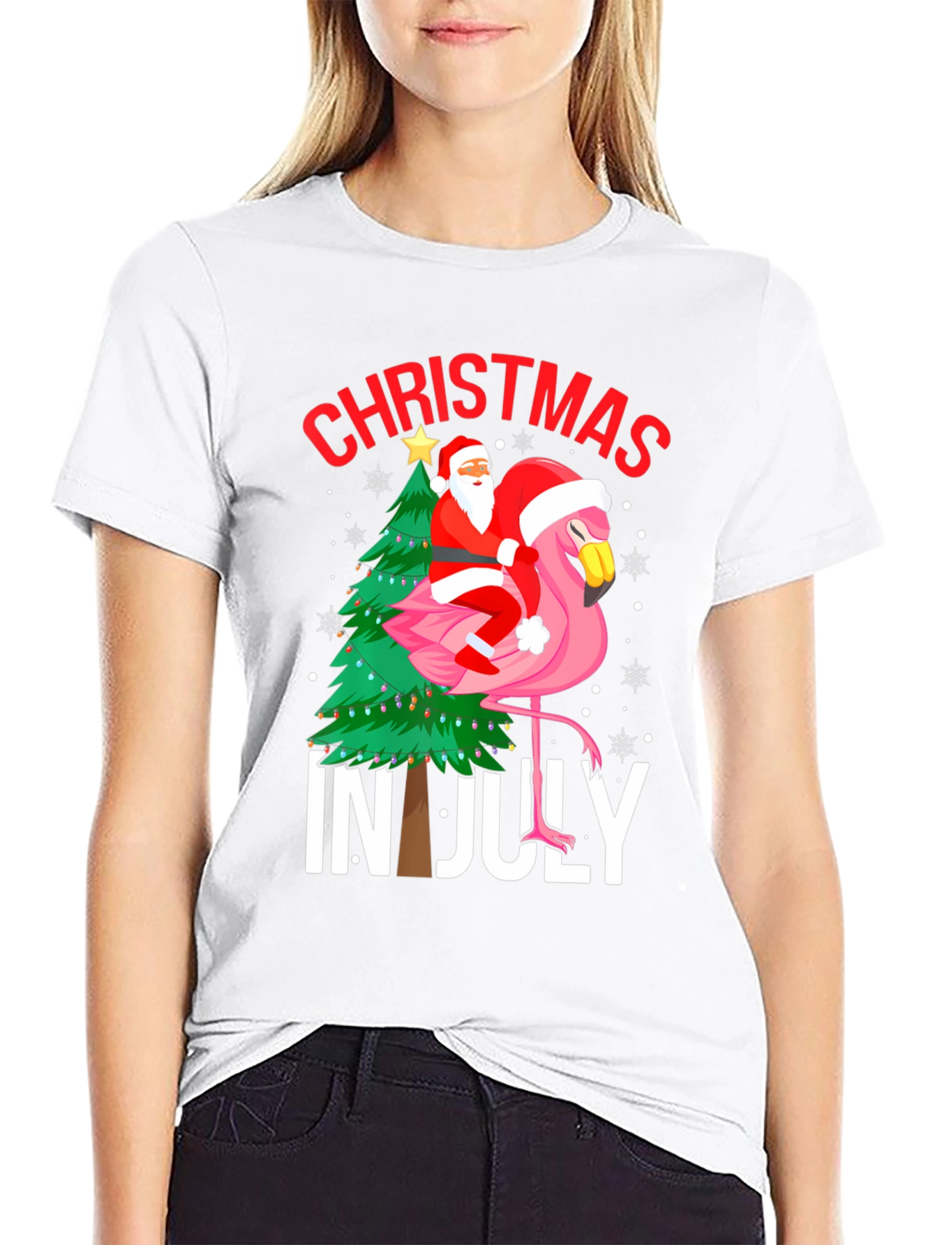 Christmas in July Flamingo Graphic Tee