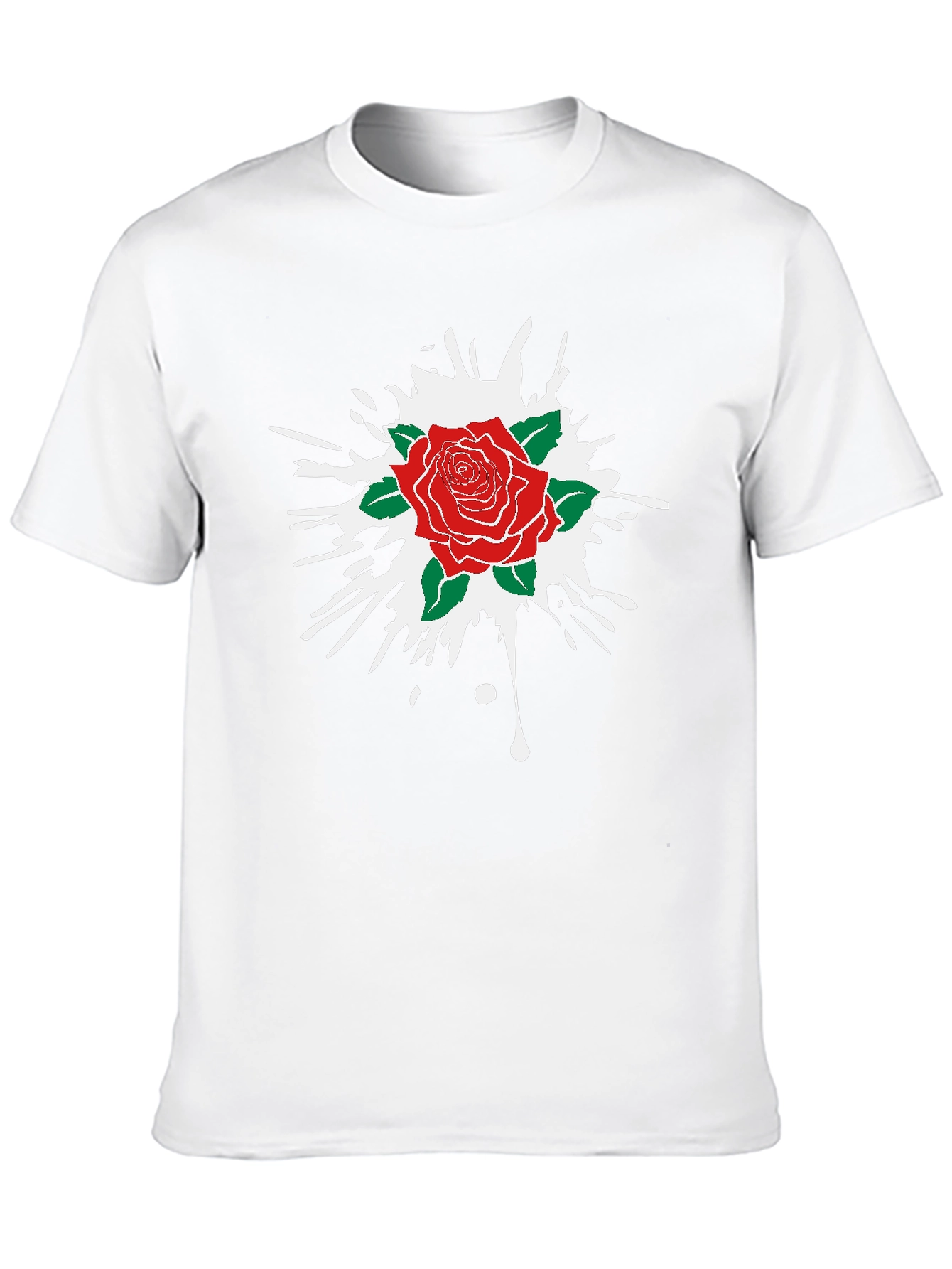 Rose Splash Graphic Tee - Black Cotton Comfort
