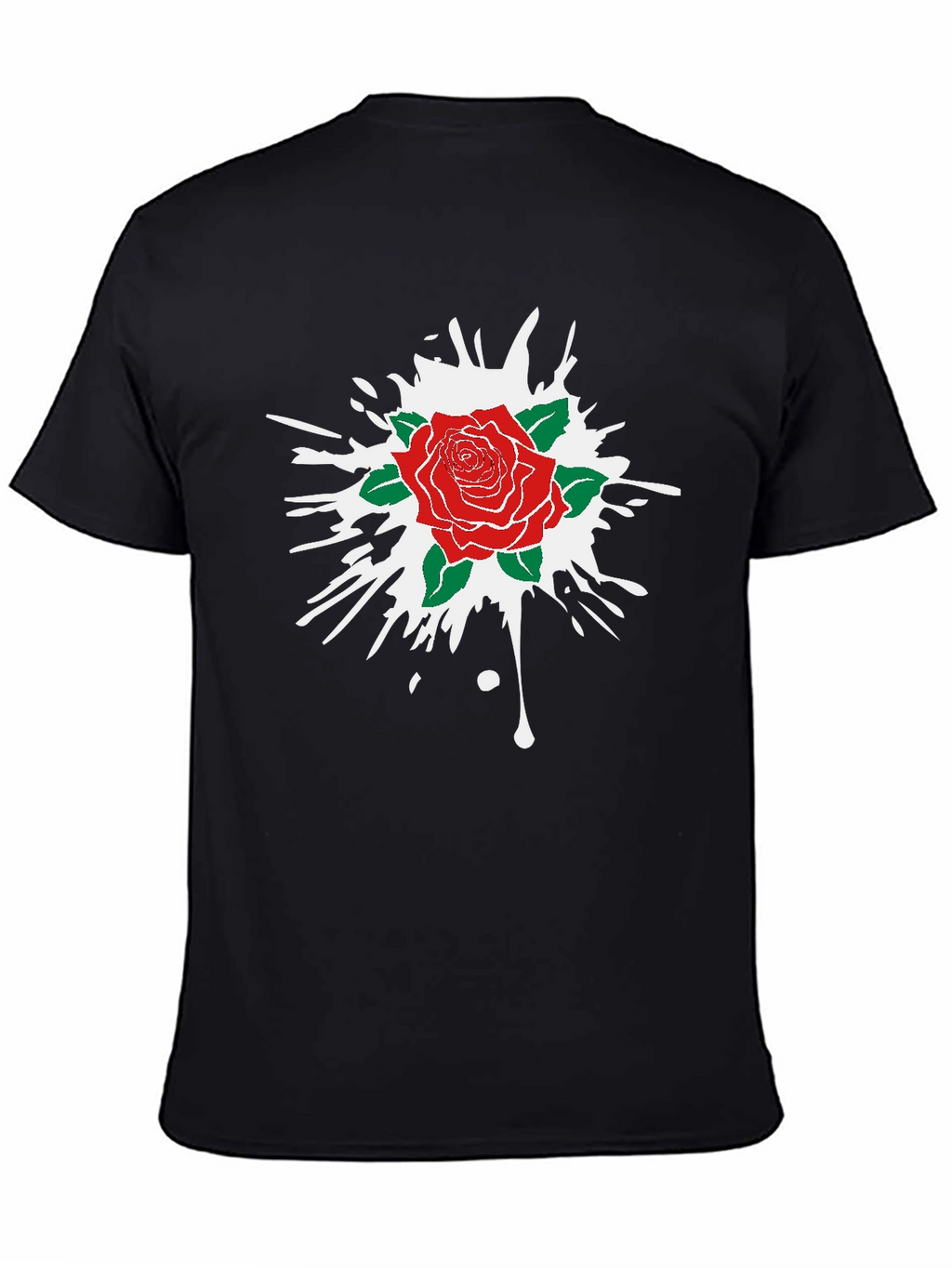 Rose Splash Graphic Tee - Black Cotton Comfort