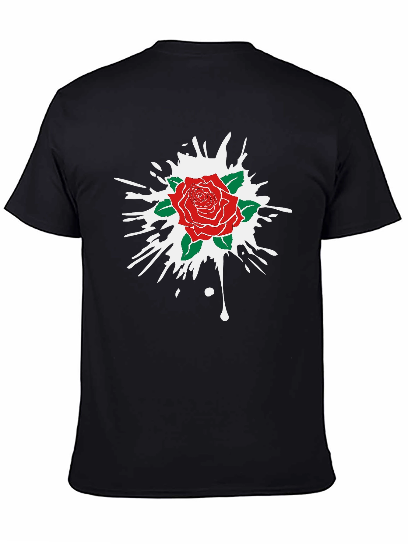 Rose Splash Graphic Tee - Black Cotton Comfort