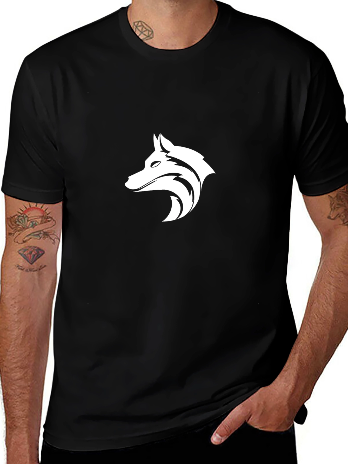 Black Wolf Graphic T-Shirt - Stylish Cotton Blend Tee