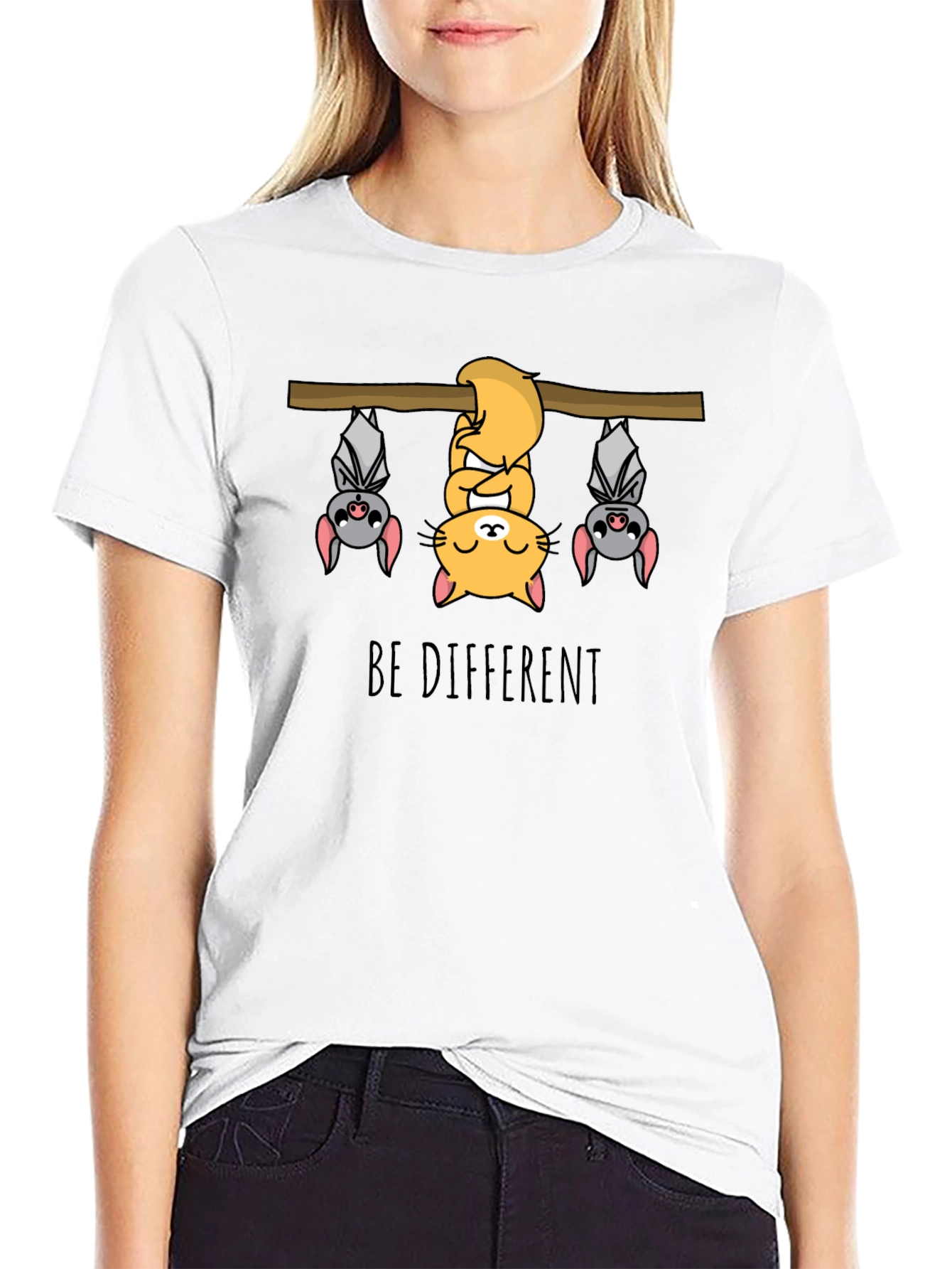 Be Different T-Shirt - Cat & Bats Graphic Tee