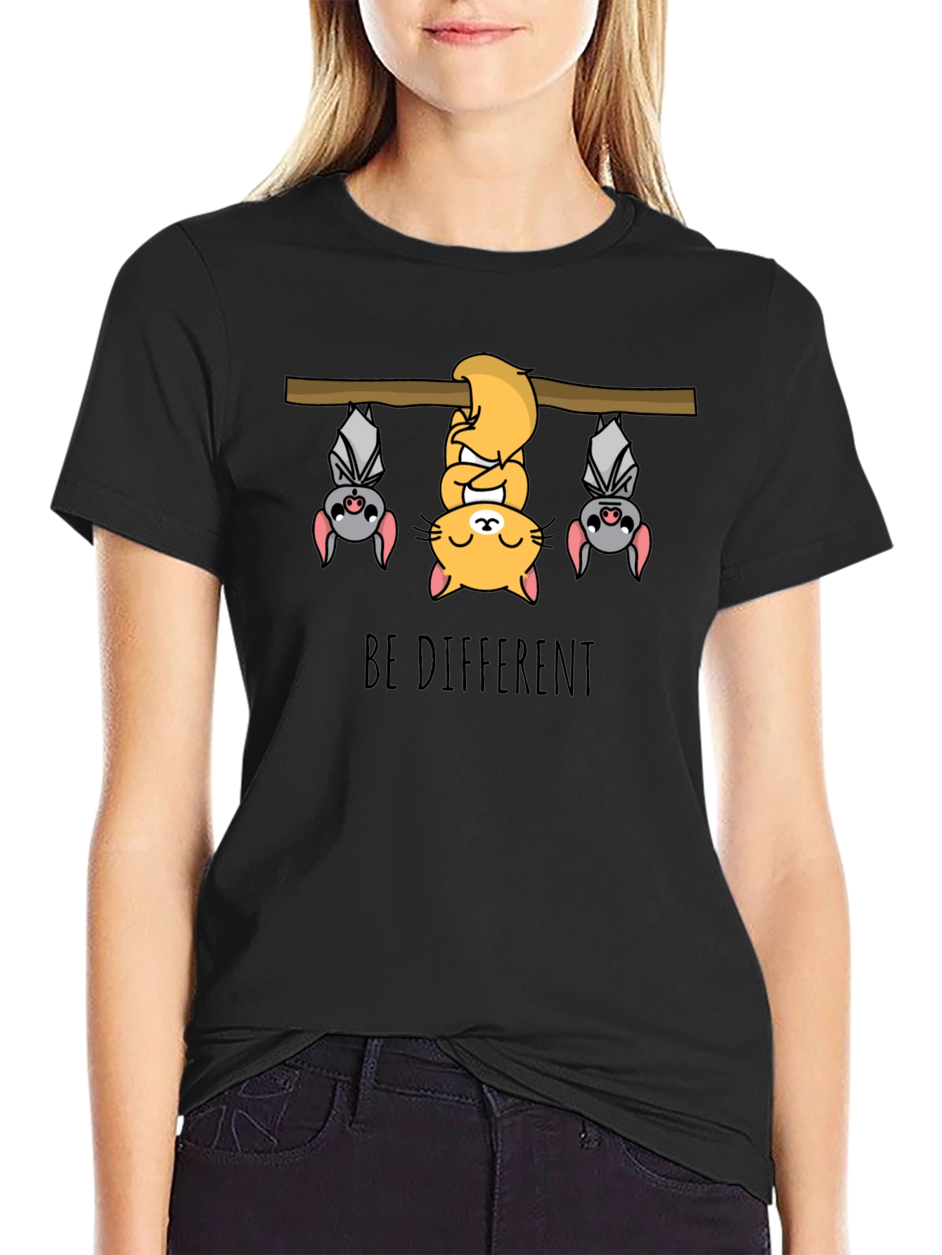 Be Different T-Shirt - Cat & Bats Graphic Tee