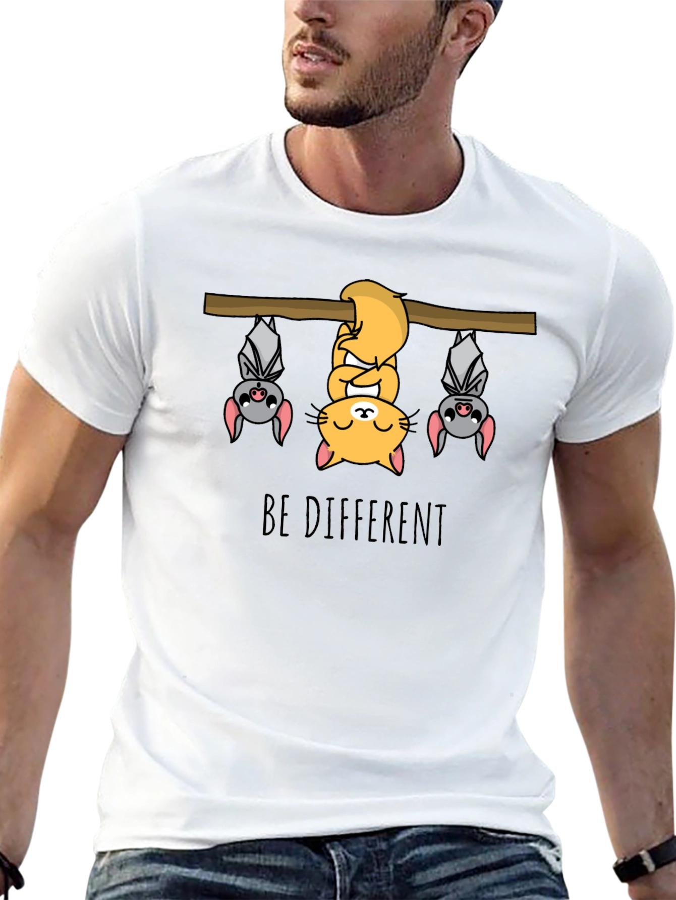 Be Different T-Shirt - Cat & Bats Graphic Tee