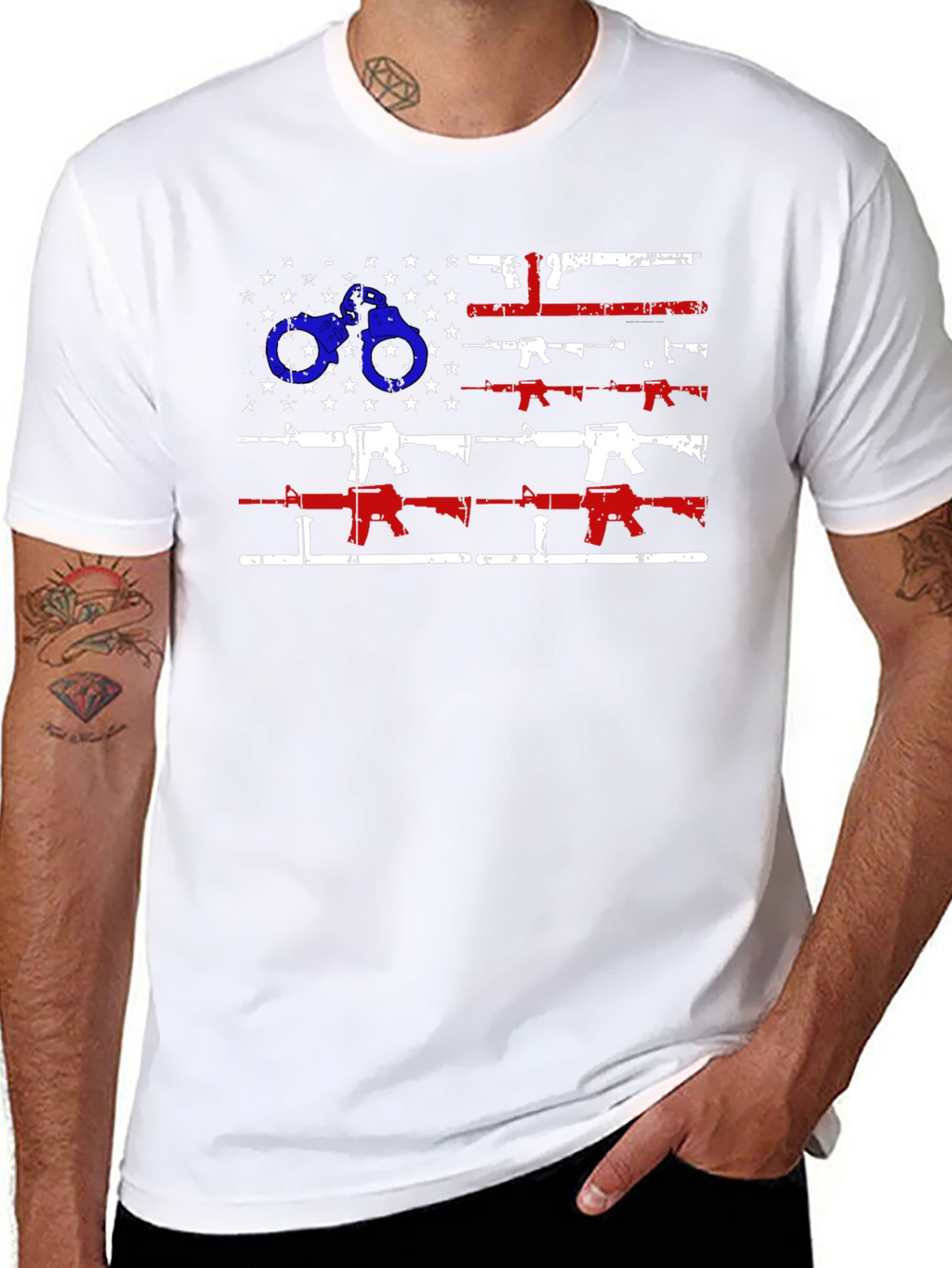 American Flag Gun & Handcuff Graphic Tee