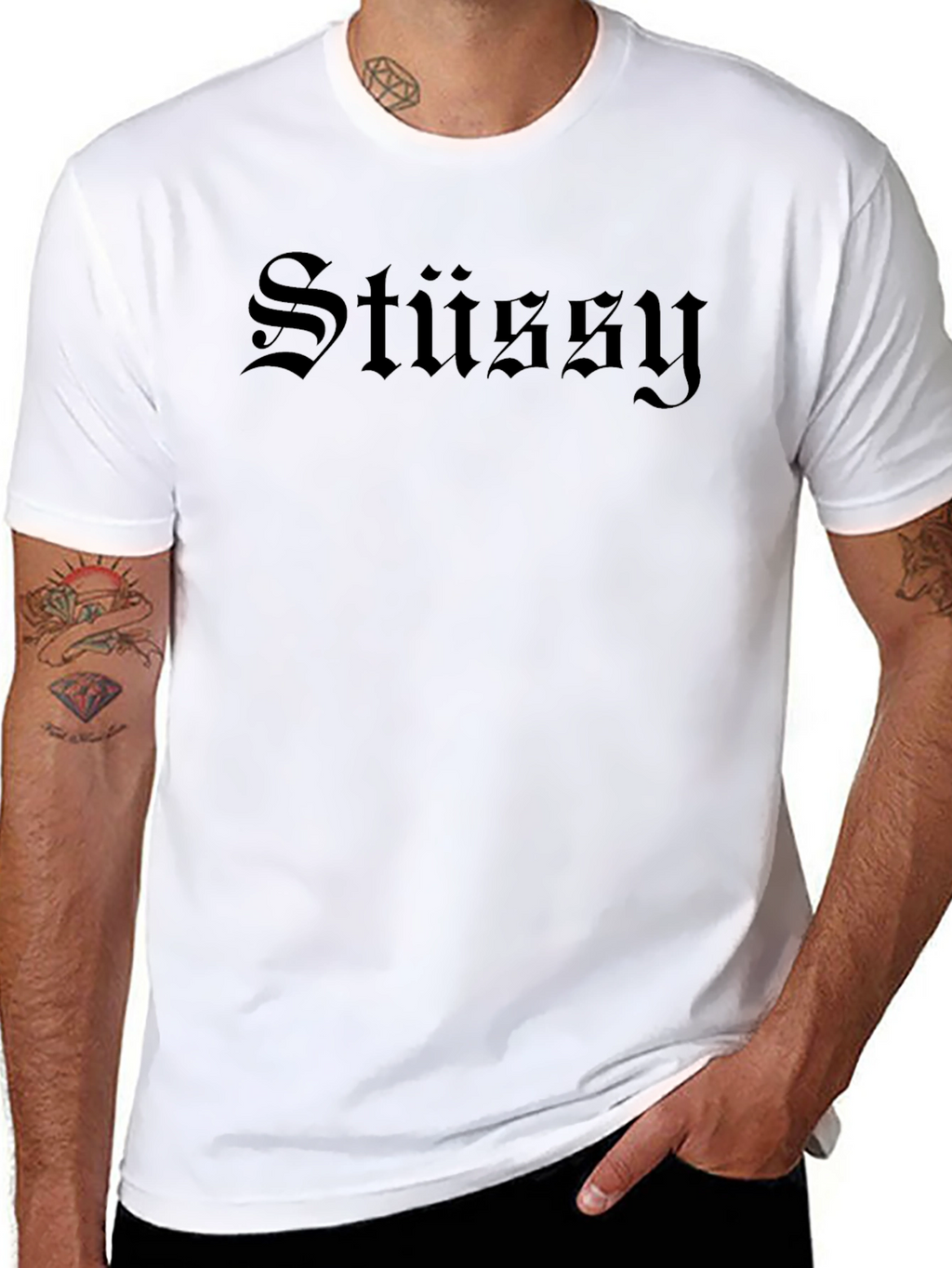 Stussy Gothic Script Black T-Shirt