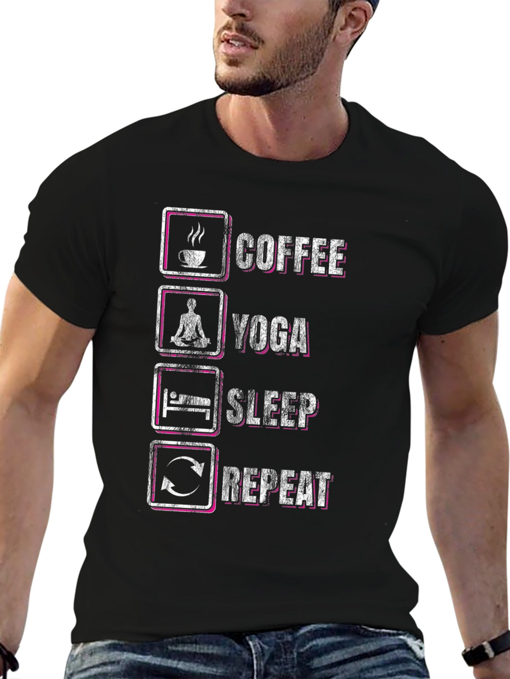 Coffee Yoga Sleep Repeat Graphic Tee