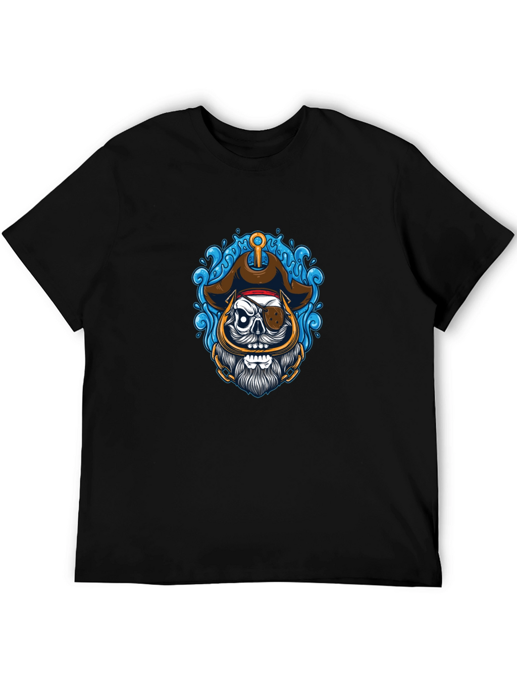 Pirate Skull Graphic Tee - Black Cotton T-Shirt