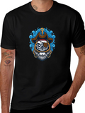 Pirate Skull Graphic Tee - Black Cotton T-Shirt