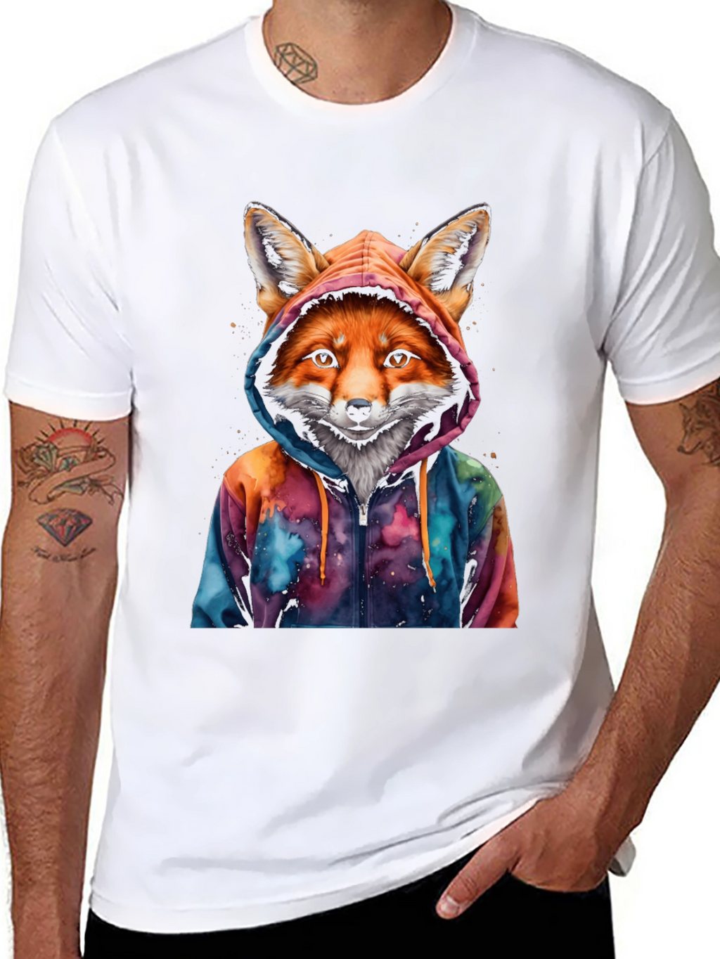 Fox in Hoodie Graphic Tee