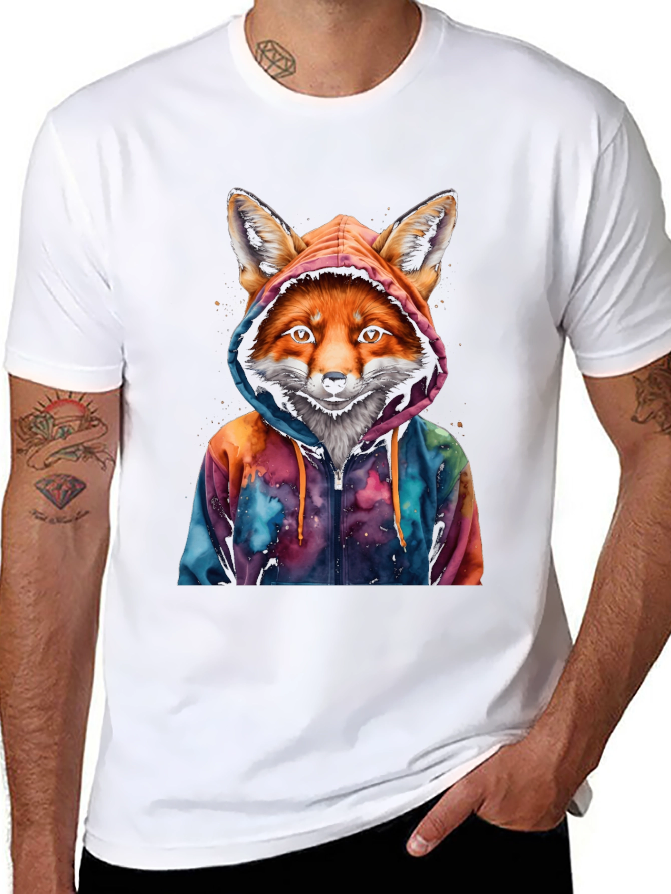 Fox in Hoodie Graphic Tee