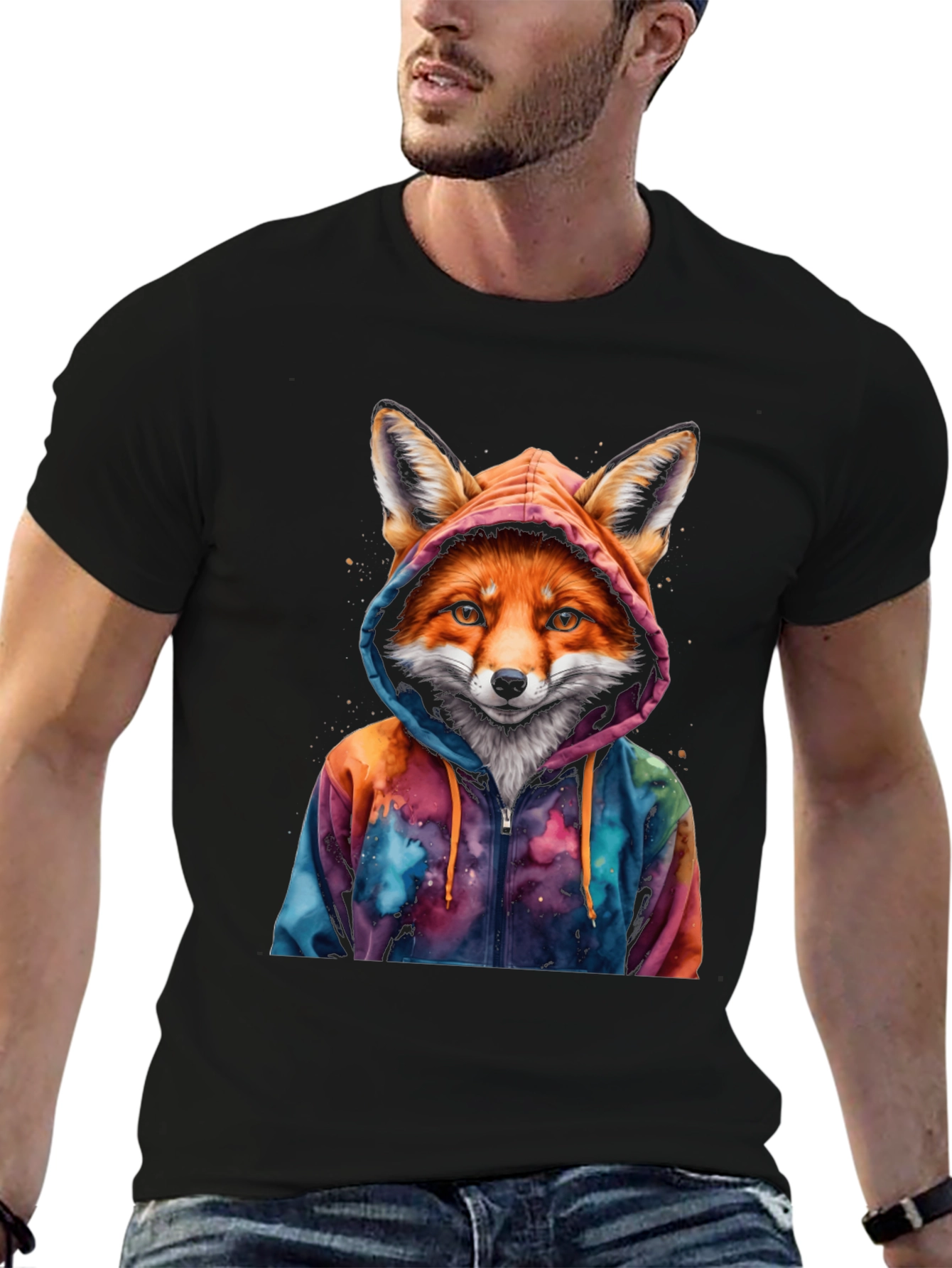 Fox in Hoodie Graphic Tee