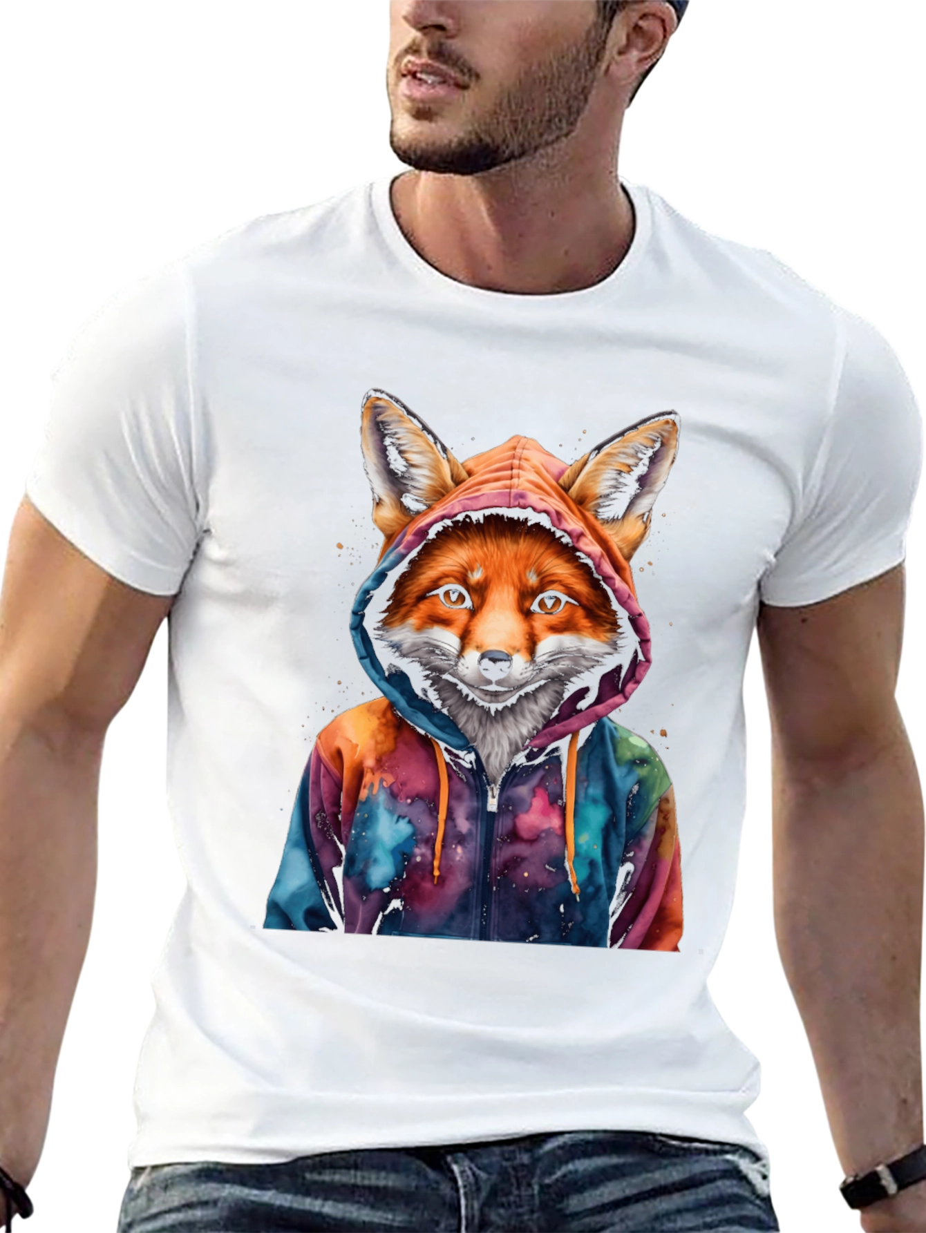 Fox in Hoodie Graphic Tee