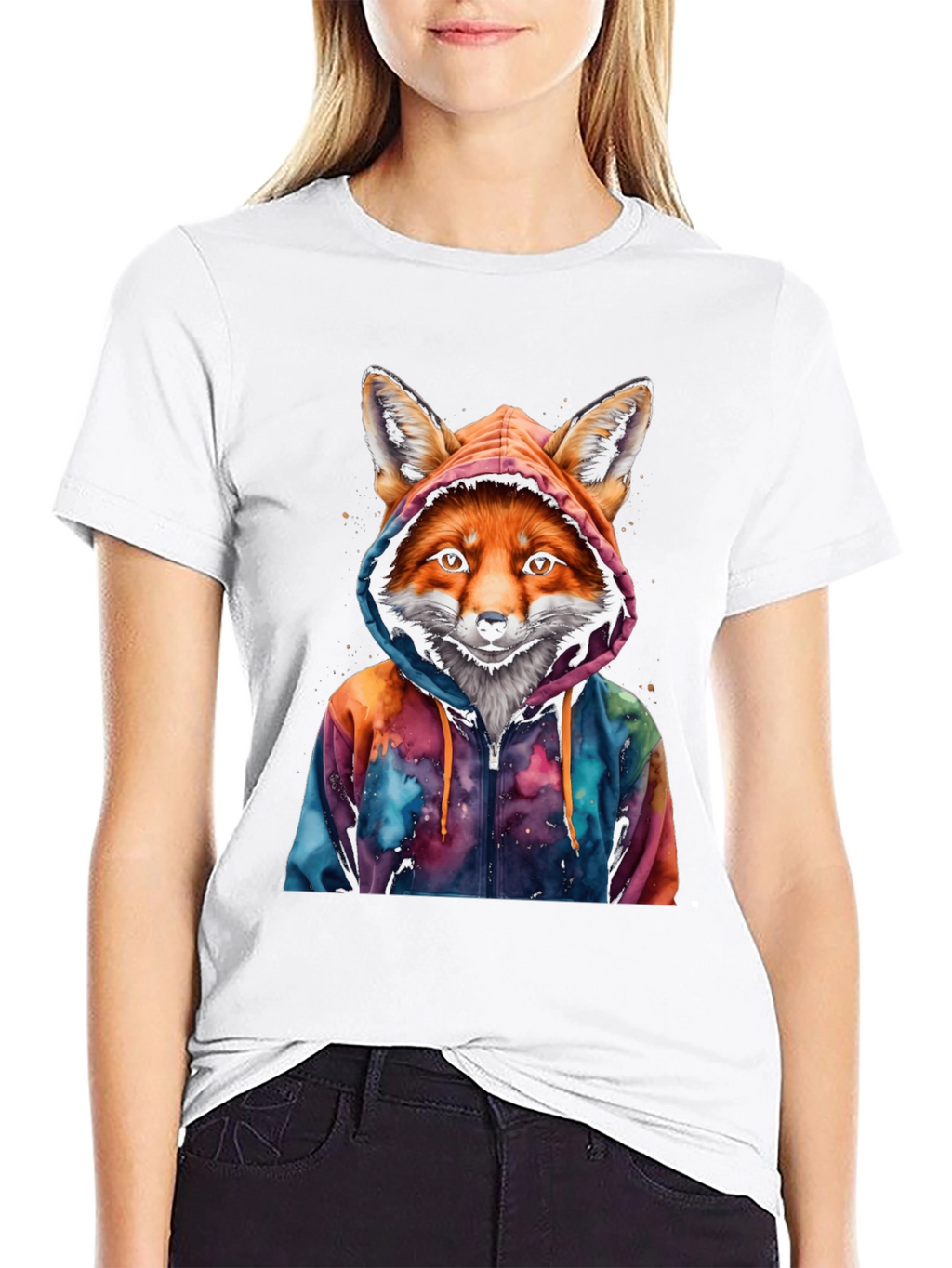 Fox in Hoodie Graphic Tee