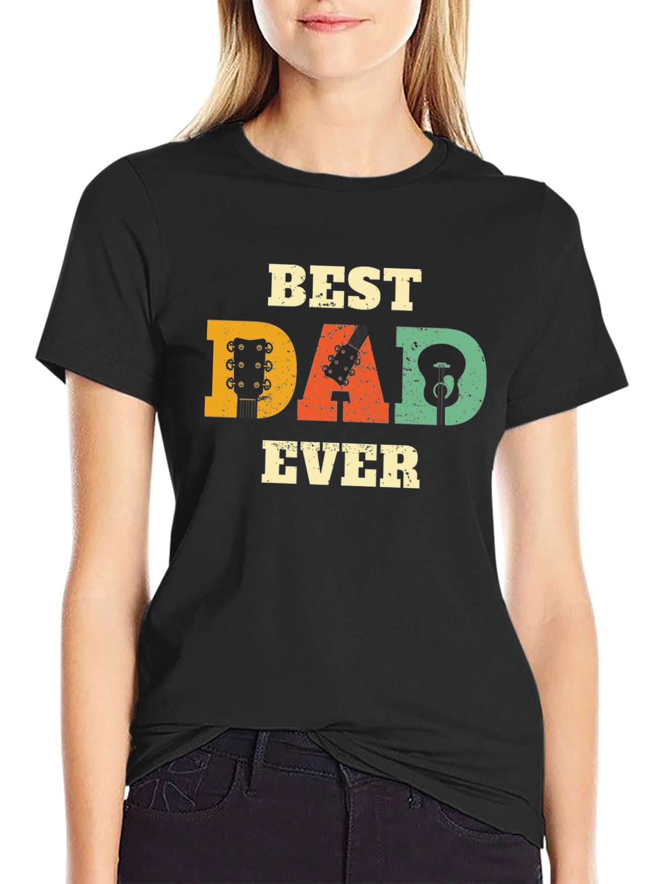 Best Dad Ever Guitar T-Shirt - Black Cotton Tee