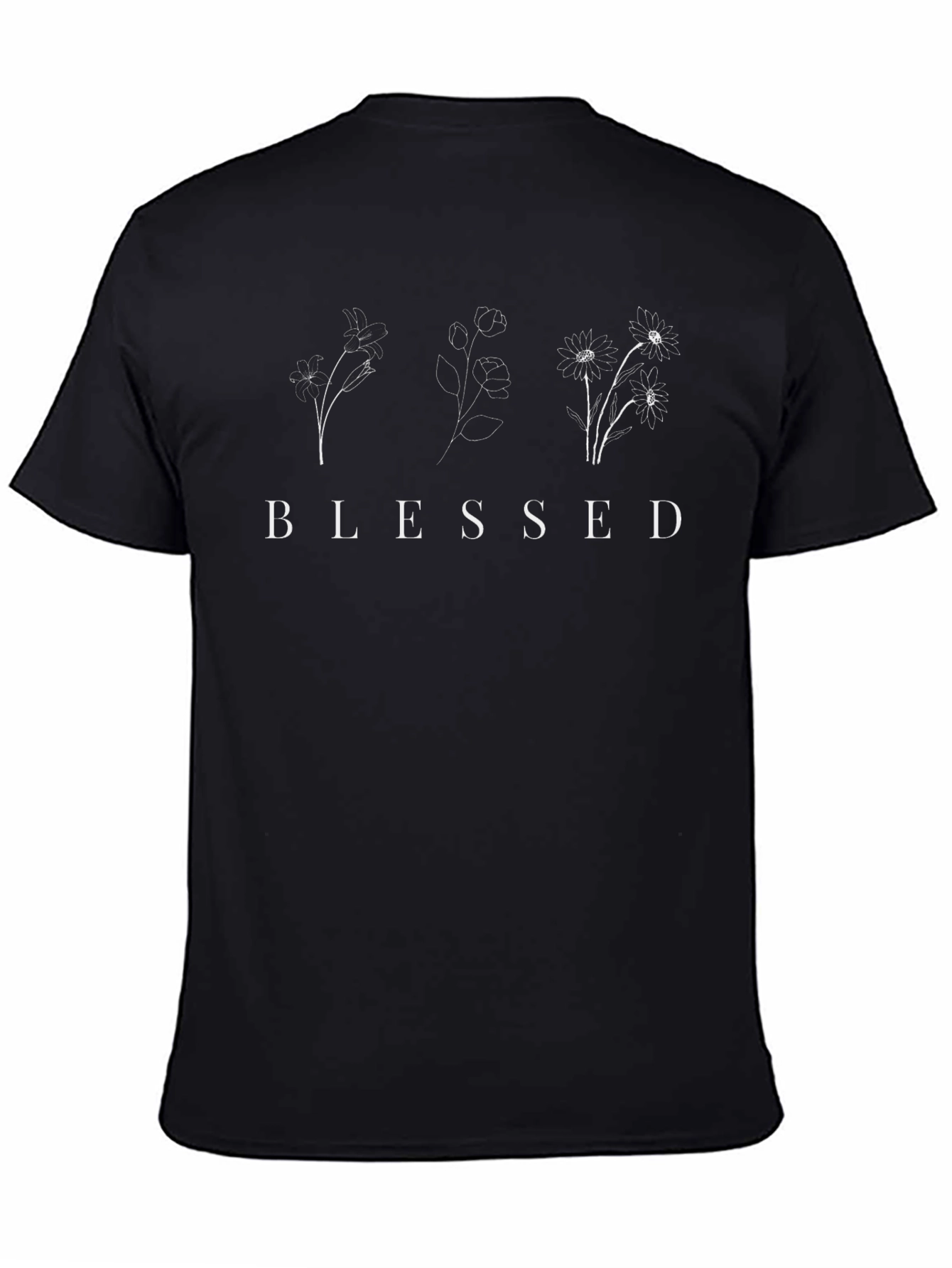 Blessed Floral Graphic Tee - Unisex Black Cotton T-Shirt