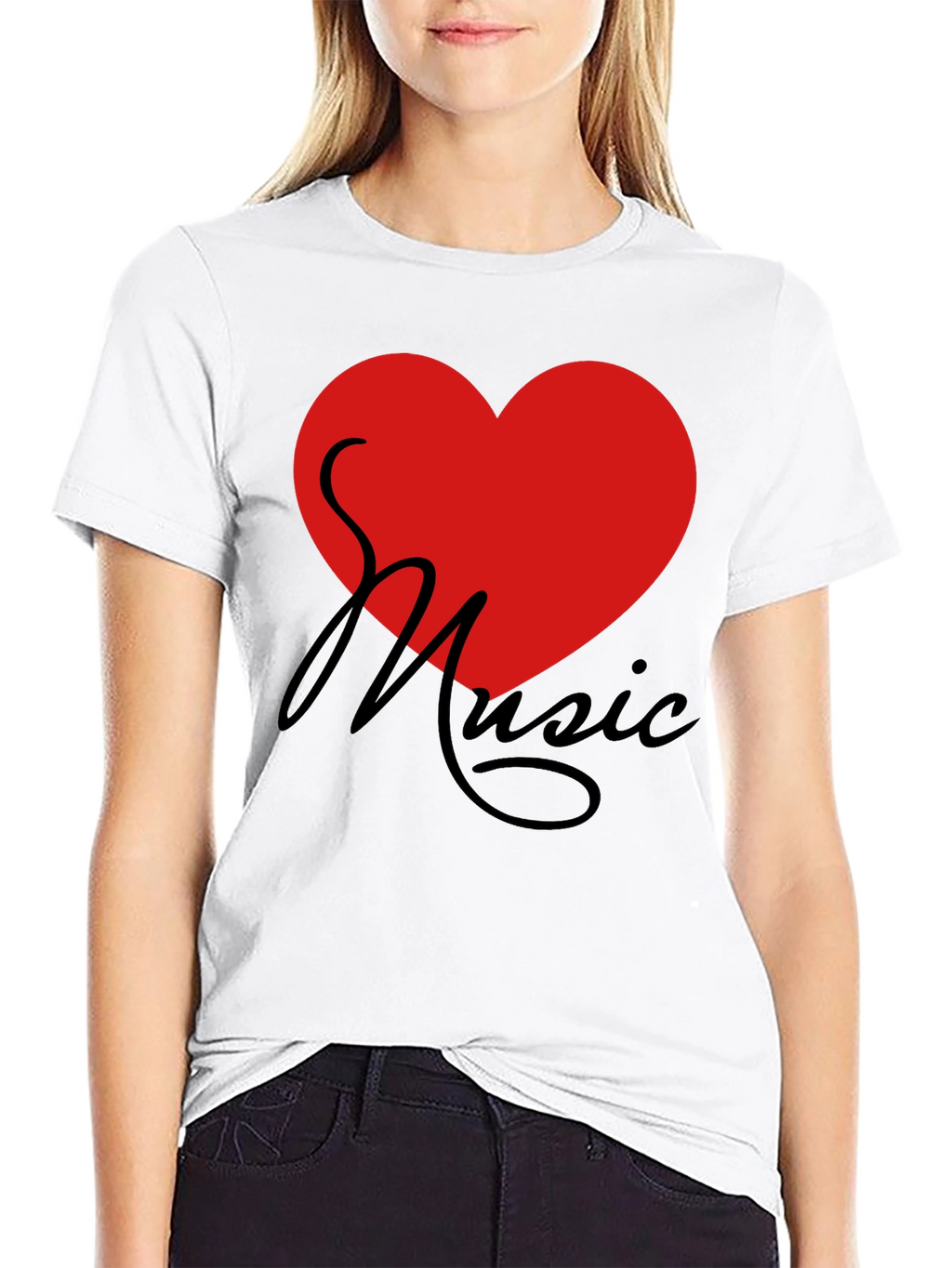 Love Music T-Shirt - Graphic Print Heart Tee