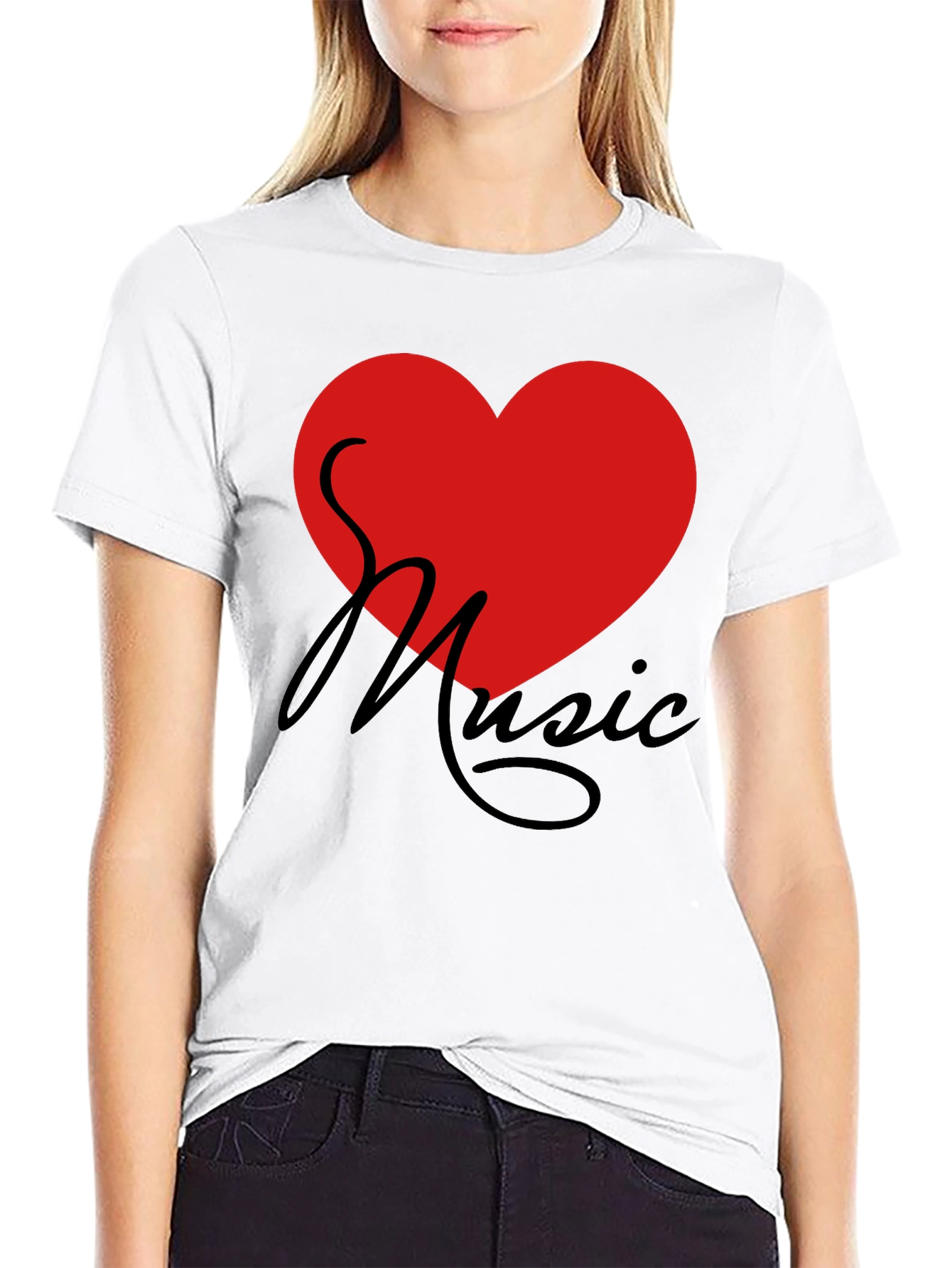 Love Music T-Shirt - Graphic Print Heart Tee