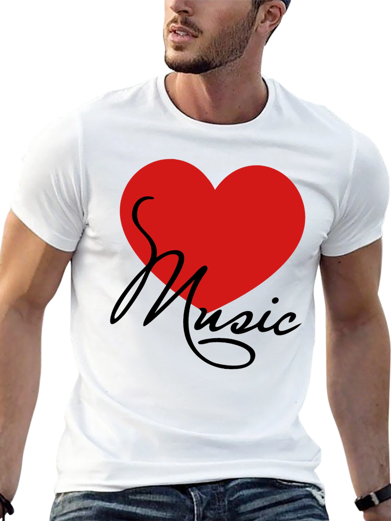 Love Music T-Shirt - Graphic Print Heart Tee