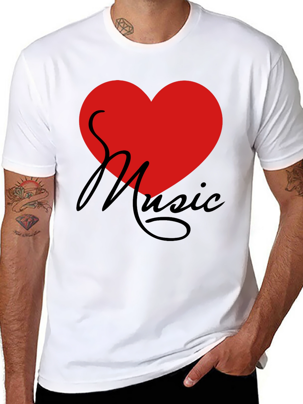 Love Music T-Shirt - Graphic Print Heart Tee