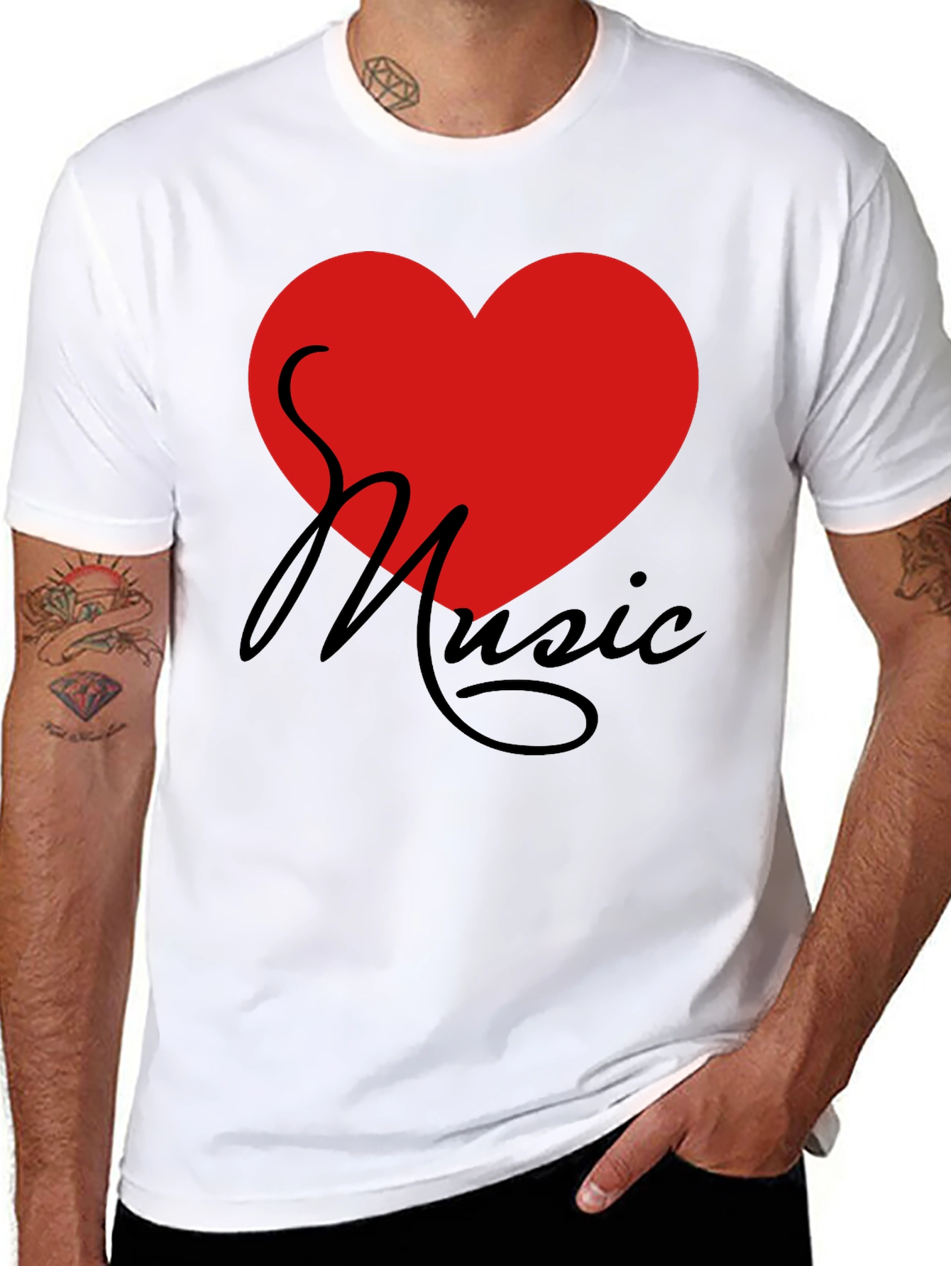 Love Music T-Shirt - Graphic Print Heart Tee