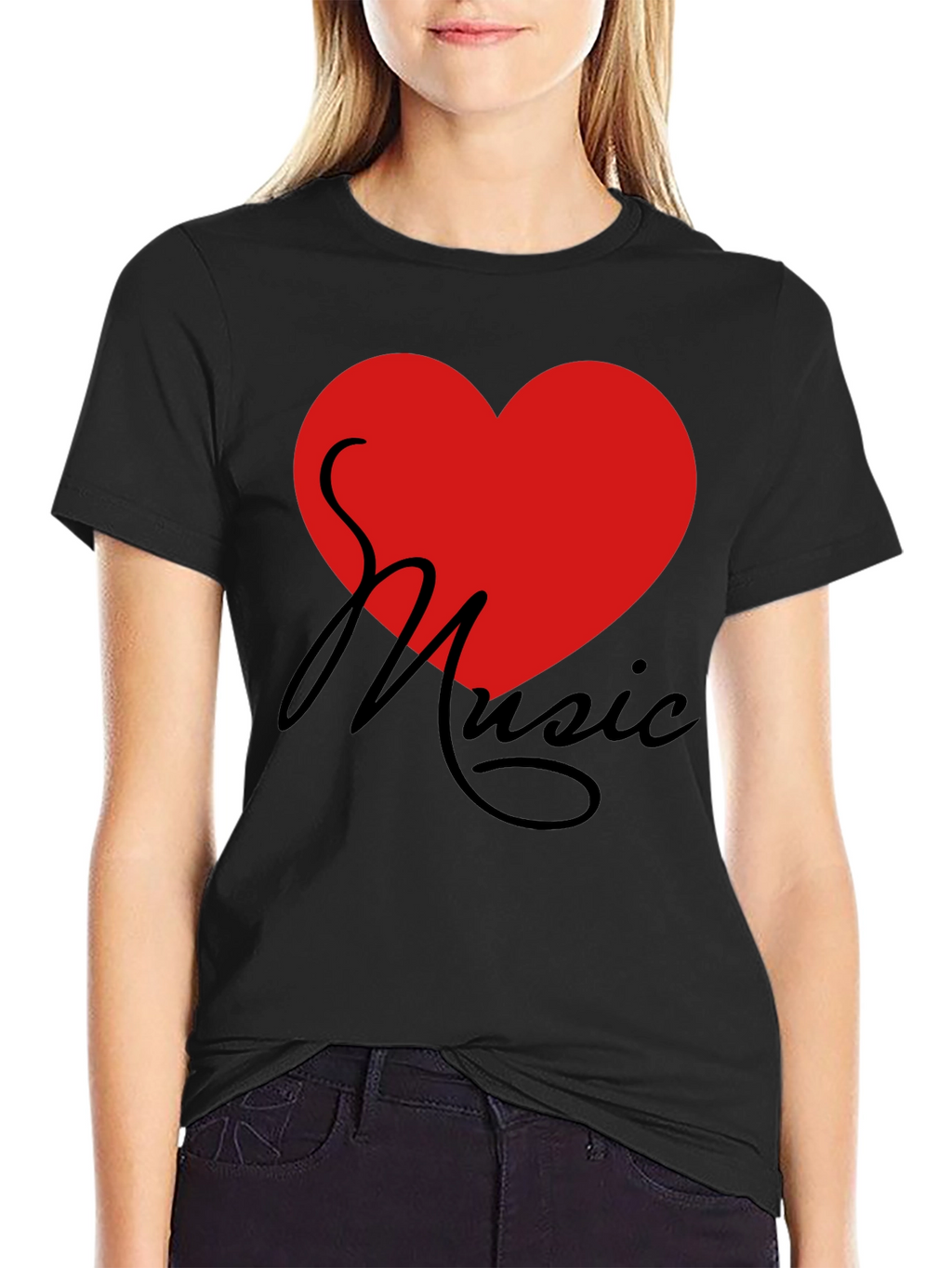 Love Music T-Shirt - Graphic Print Heart Tee