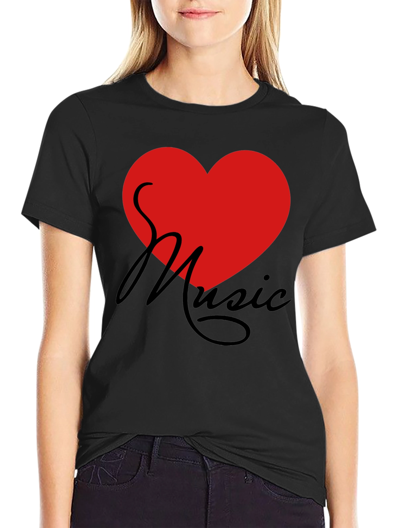 Love Music T-Shirt - Graphic Print Heart Tee