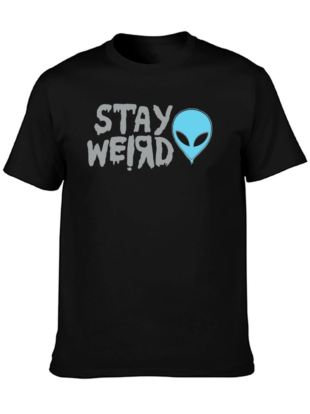 Stay Weird Alien Graphic Tee - Black Cotton T-Shirt