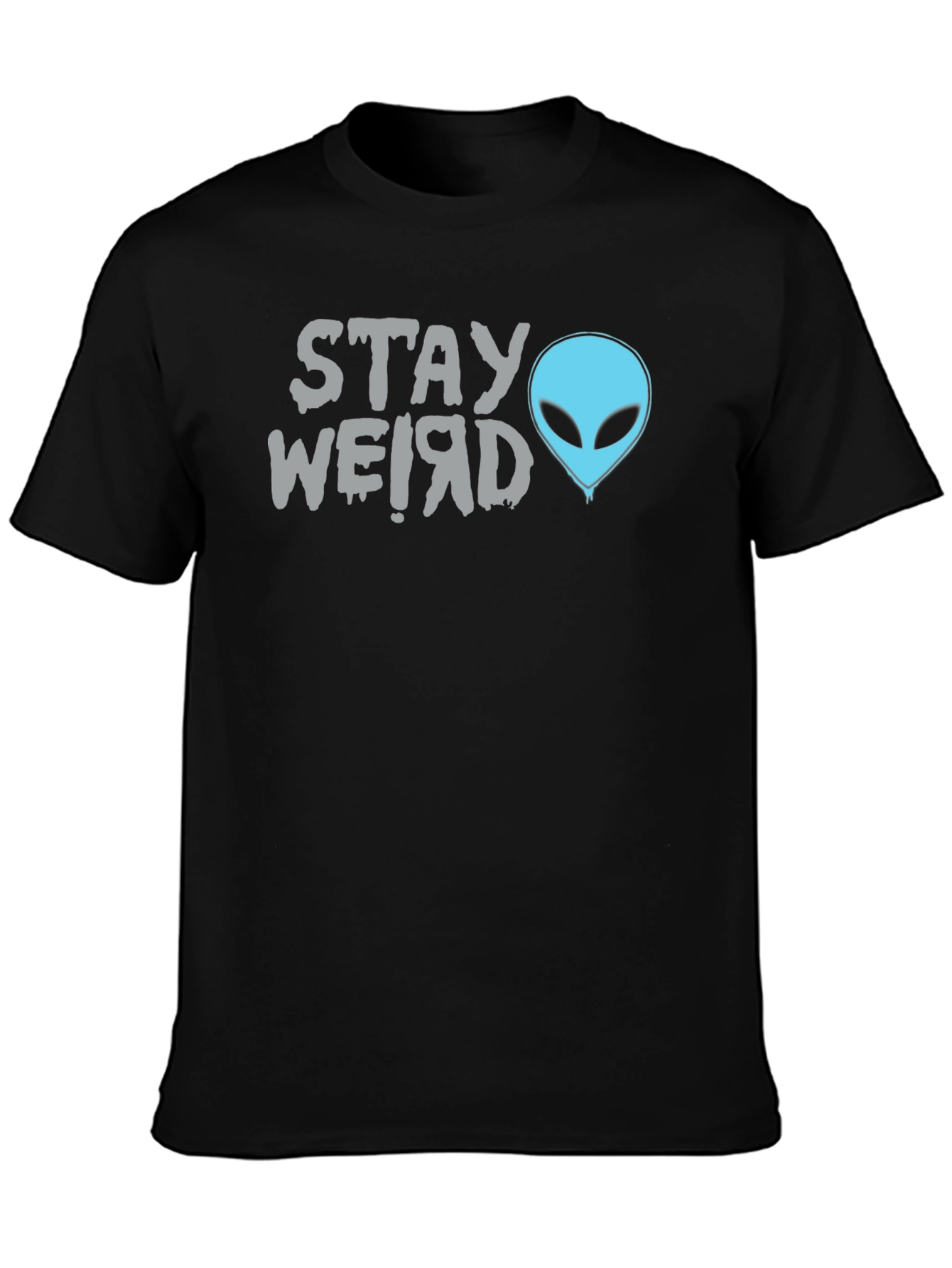 Stay Weird Alien Graphic Tee - Black Cotton T-Shirt