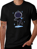 Astronaut in Rain Black T-Shirt
