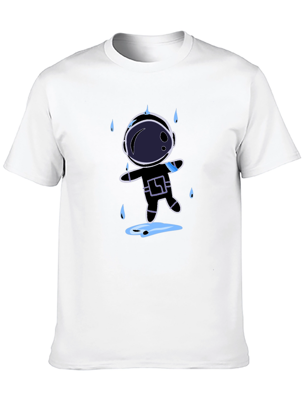 Astronaut in Rain Black T-Shirt