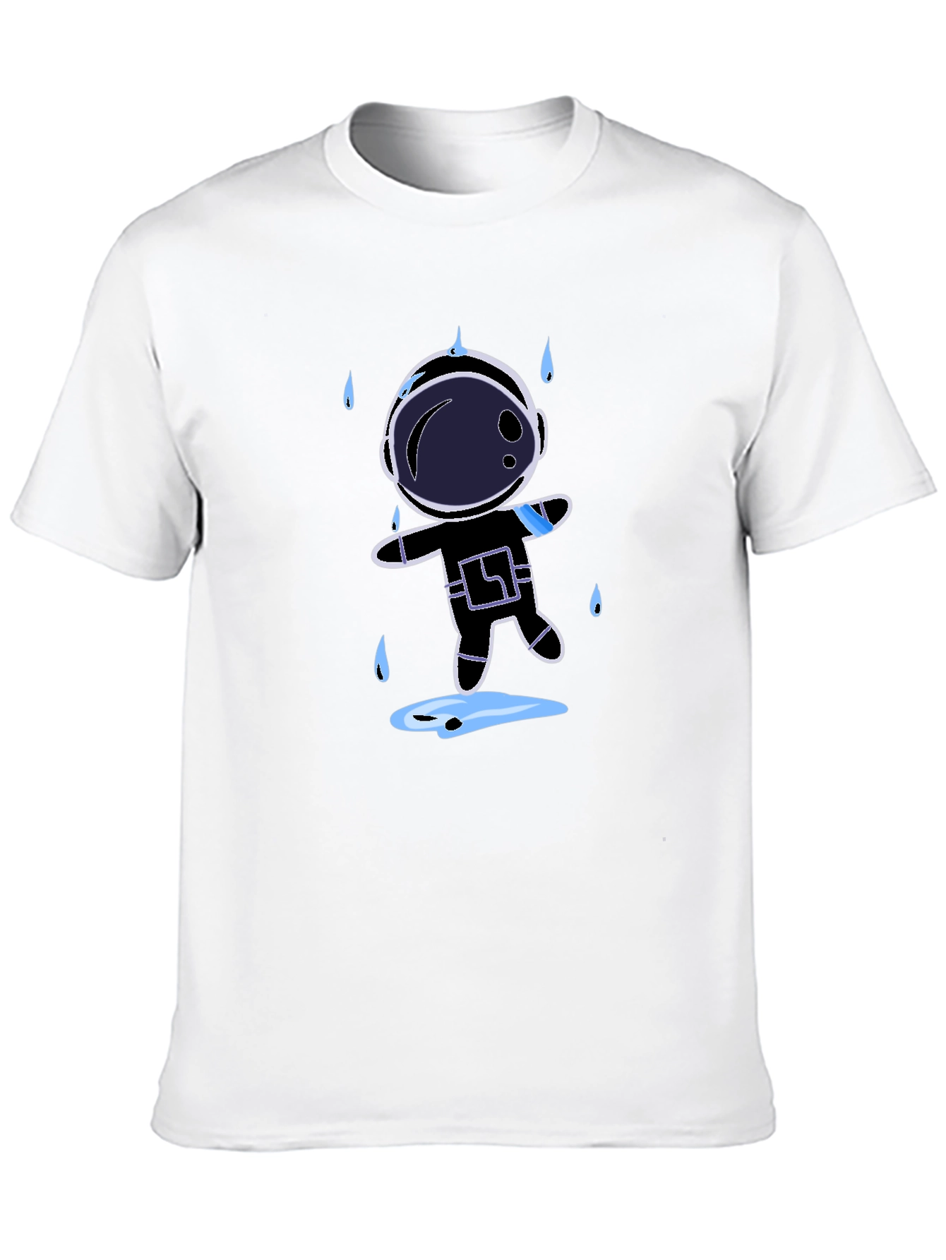 Astronaut in Rain Black T-Shirt