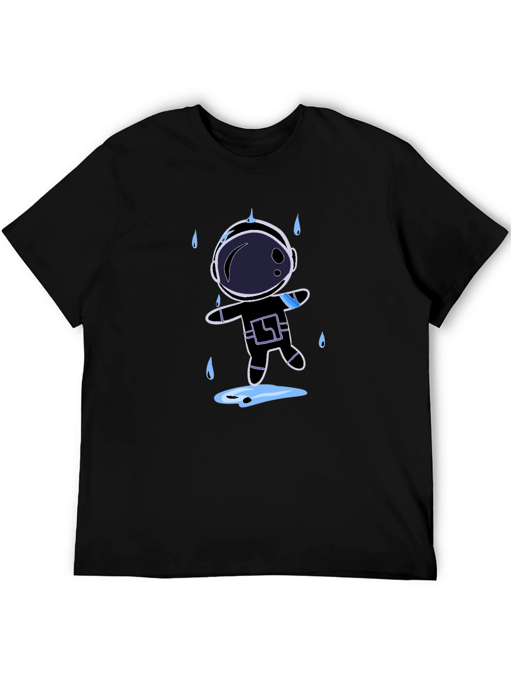 Astronaut in Rain Black T-Shirt