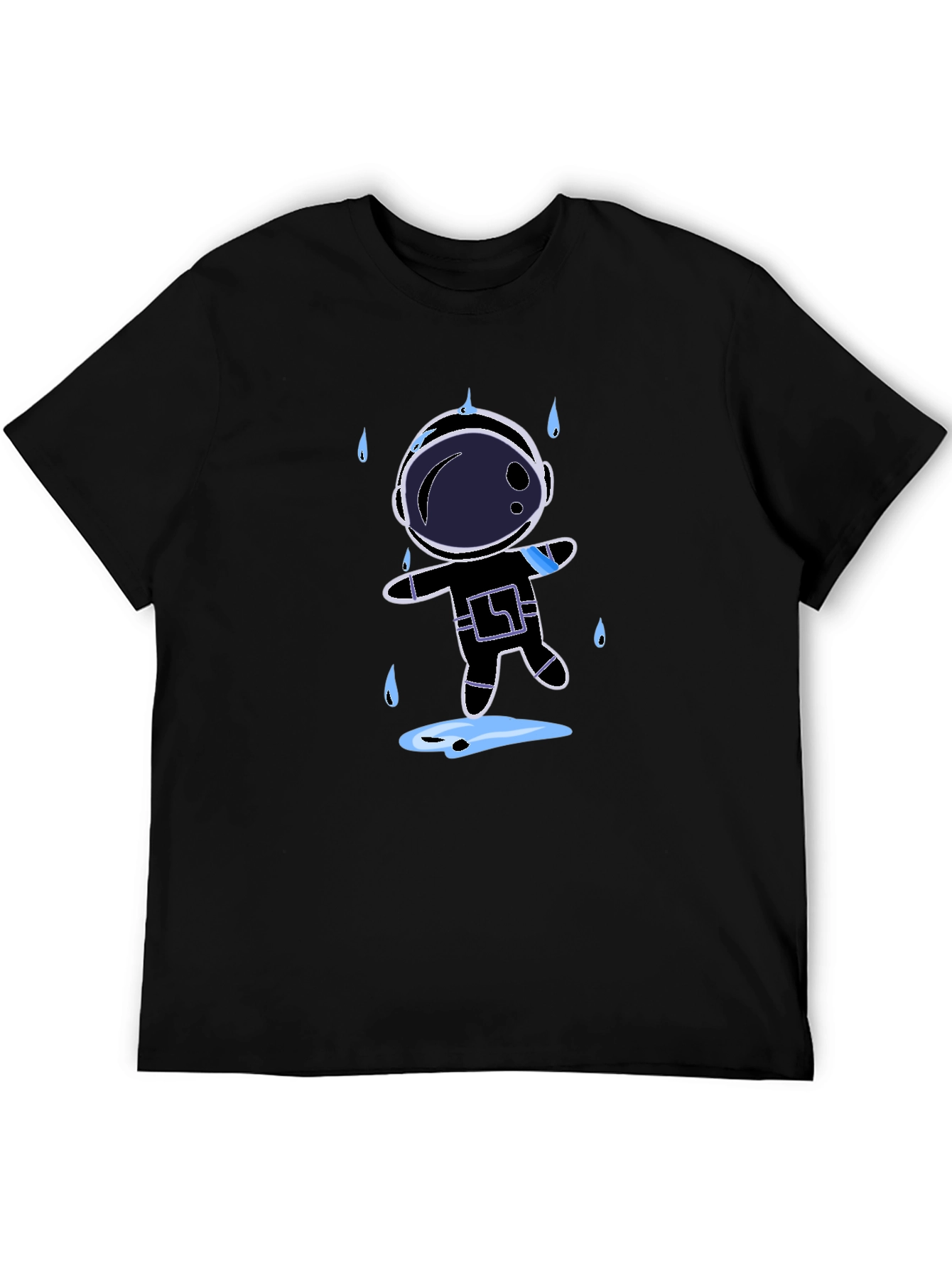 Astronaut in Rain Black T-Shirt
