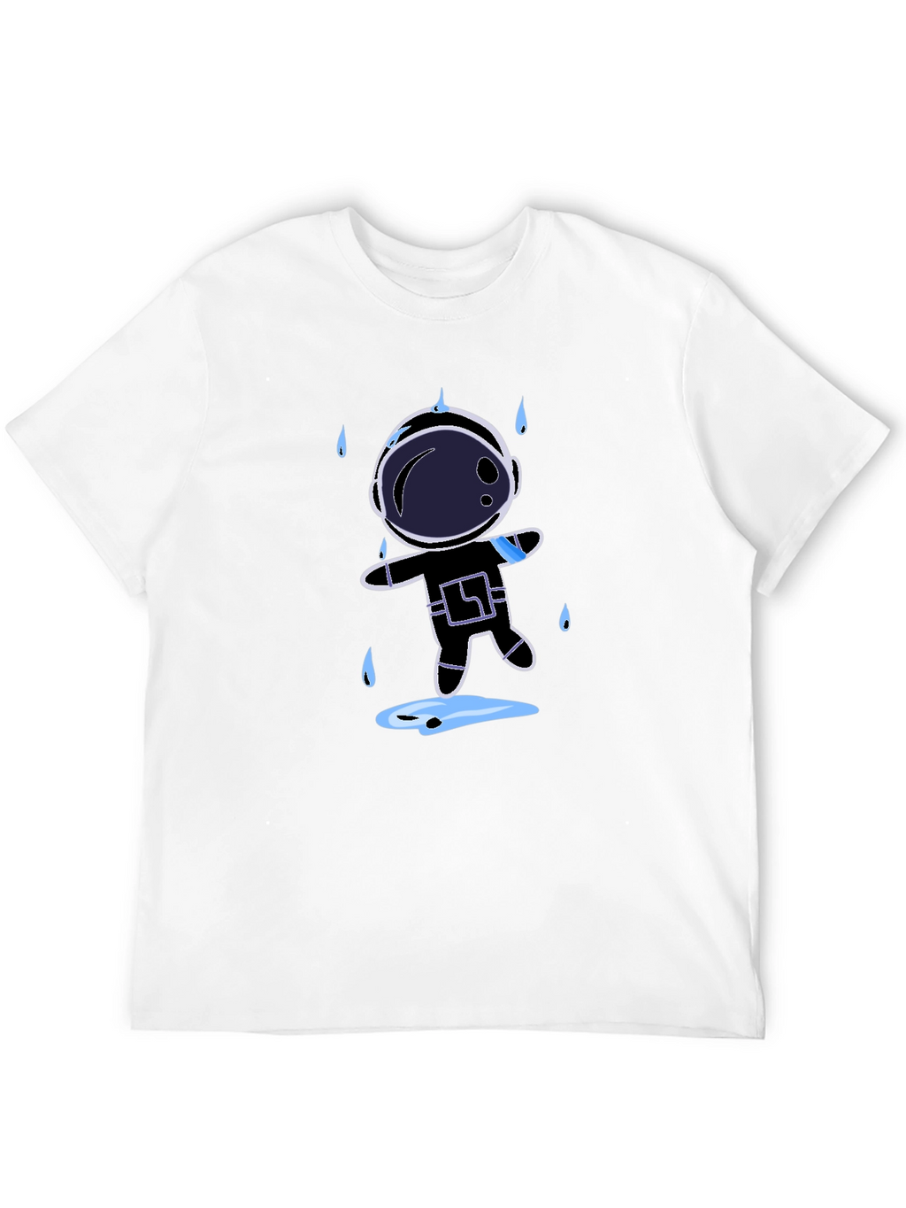 Astronaut in Rain Black T-Shirt