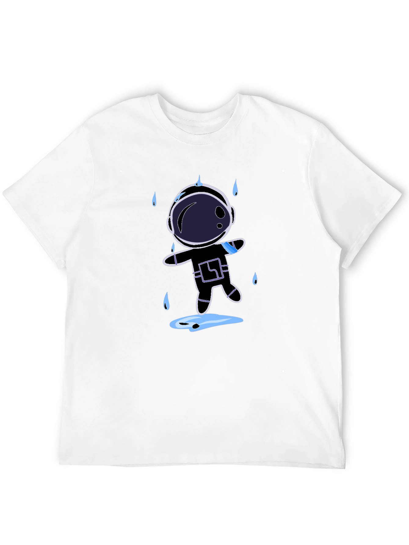Astronaut in Rain Black T-Shirt