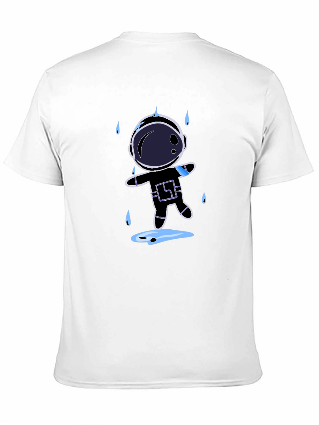 Astronaut in Rain Black T-Shirt