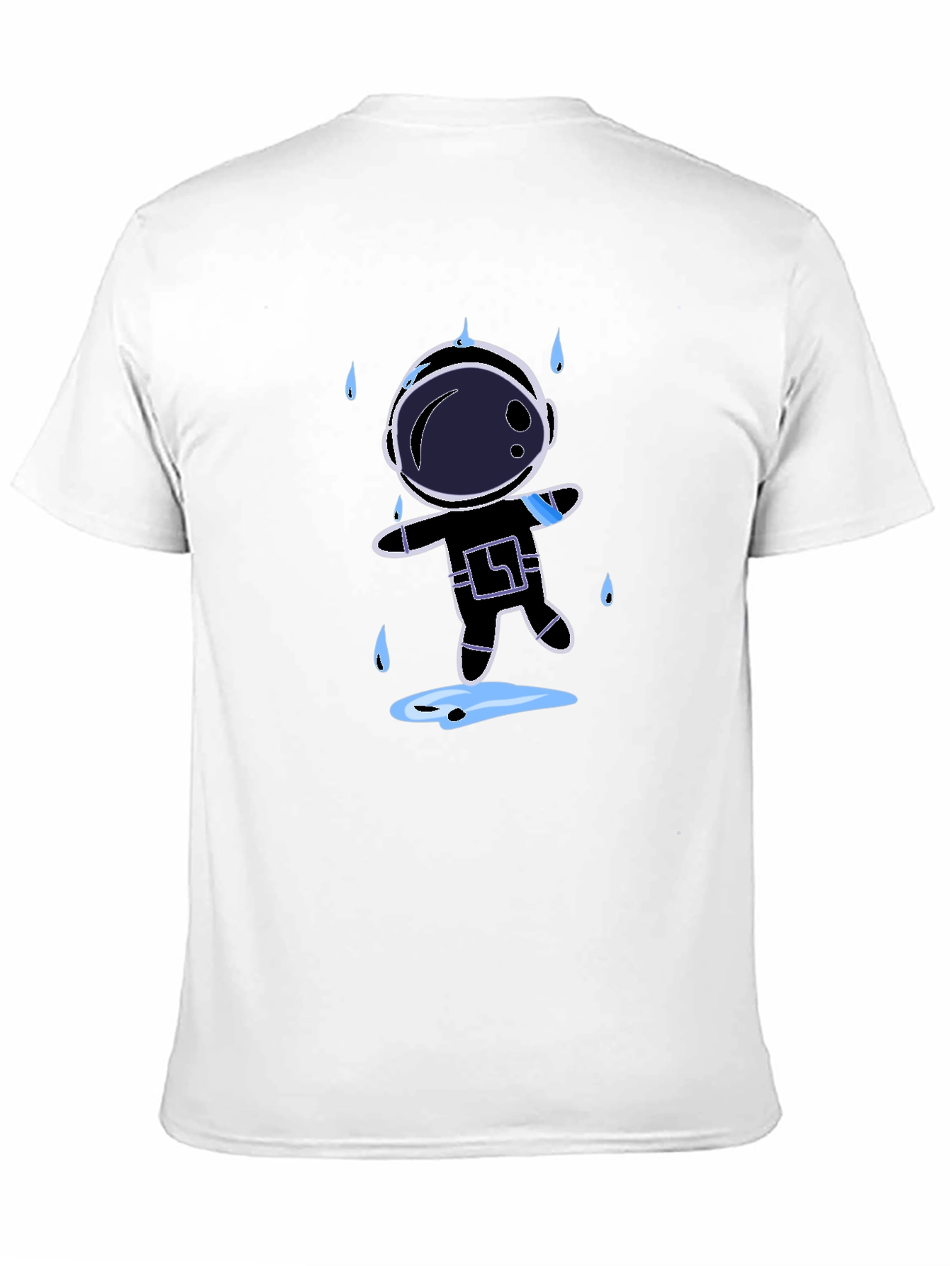 Astronaut in Rain Black T-Shirt