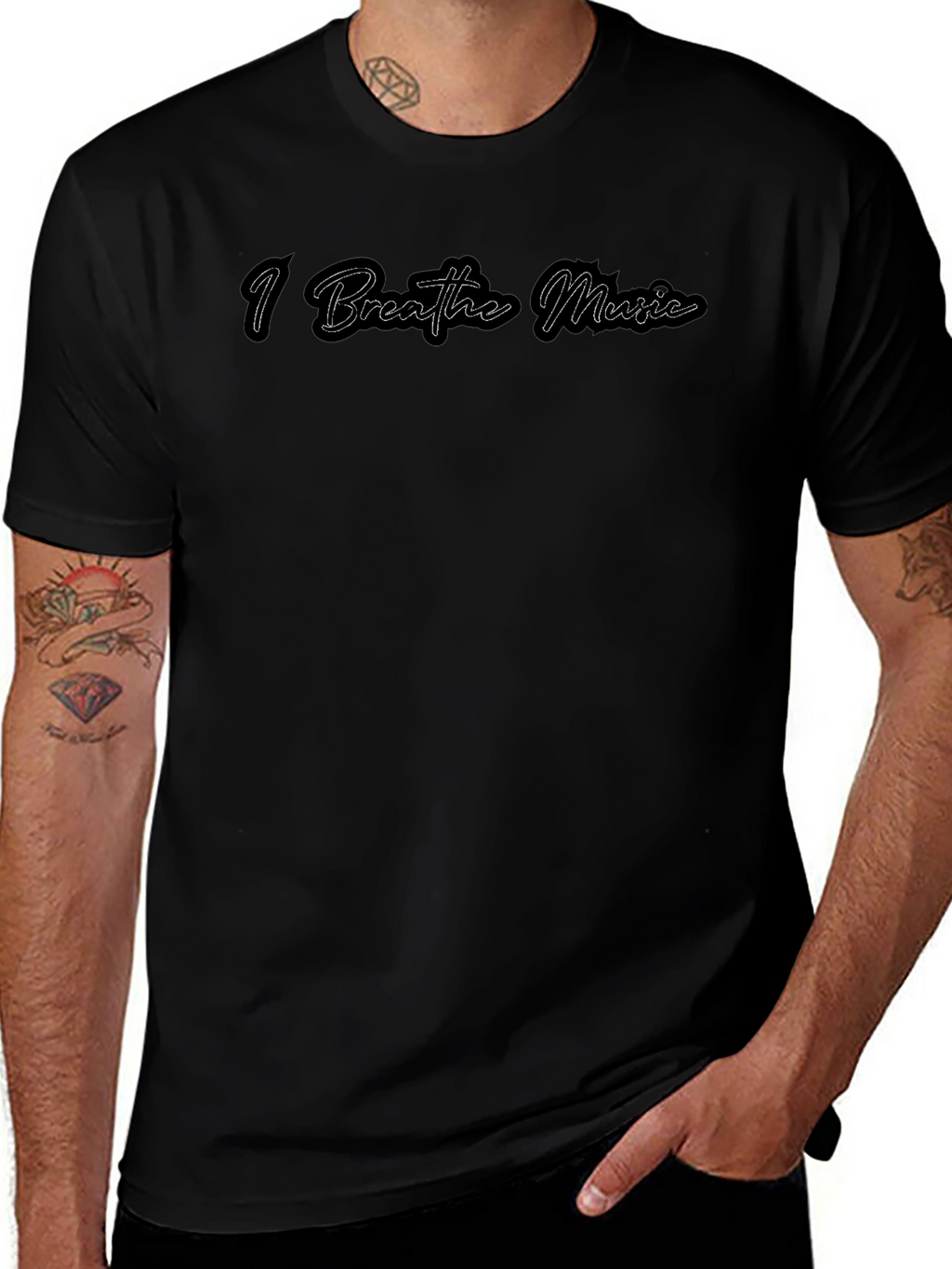 I Breathe Music Black Graphic Tee
