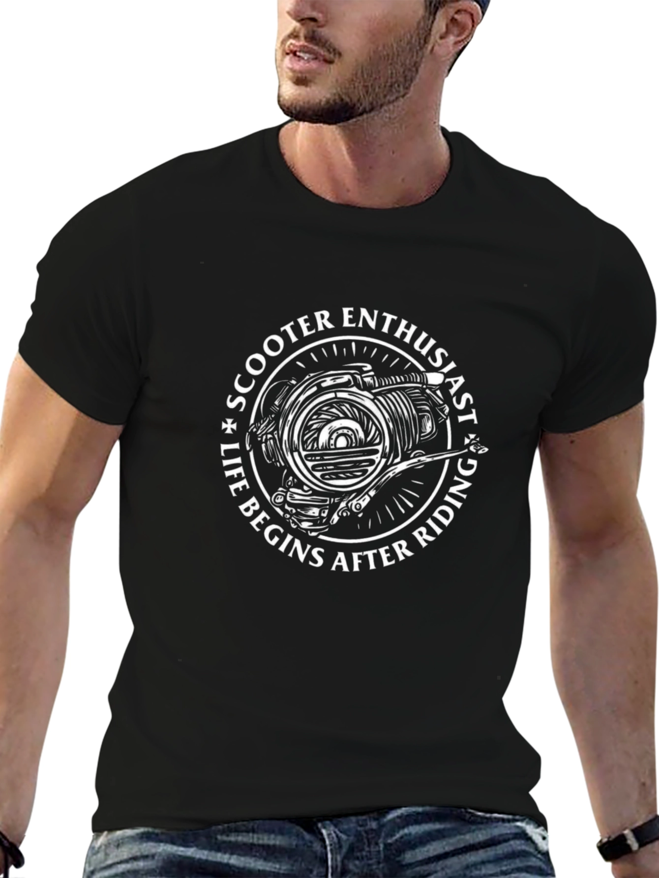 Scooter Enthusiast Graphic Tee - Life Begins After Riding!