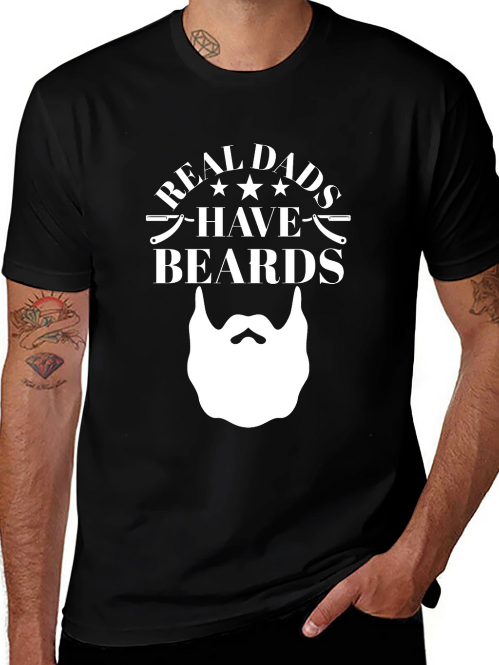 Real Dads Have Beards Graphic Tee - Black