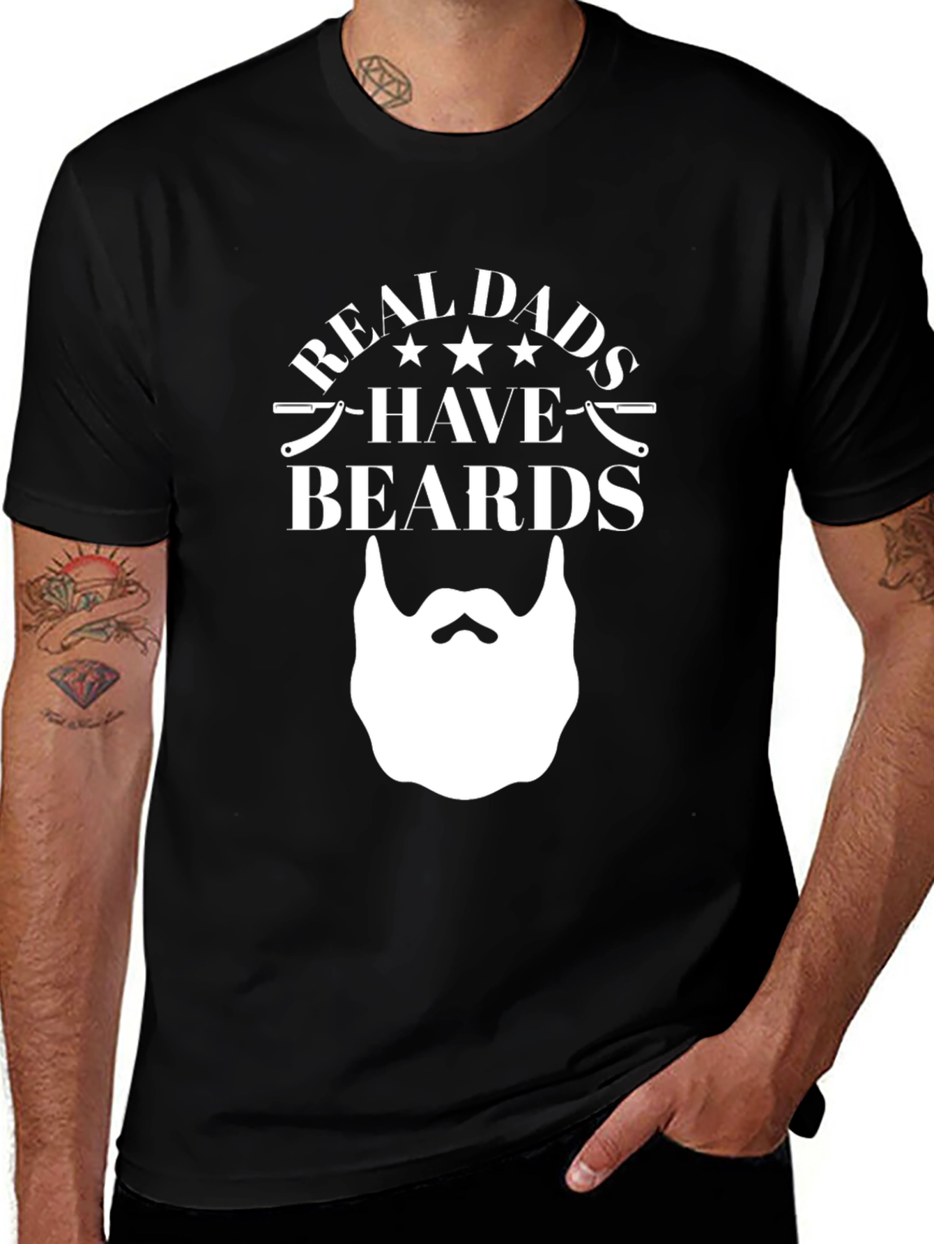 Real Dads Have Beards Graphic Tee - Black