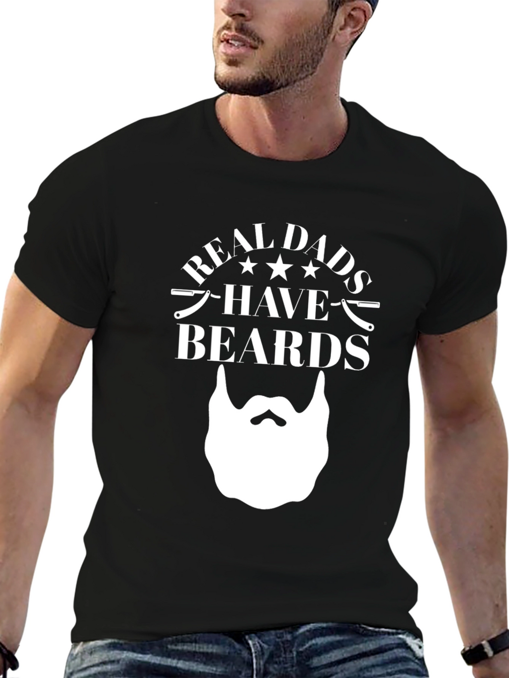 Real Dads Have Beards Graphic Tee - Black