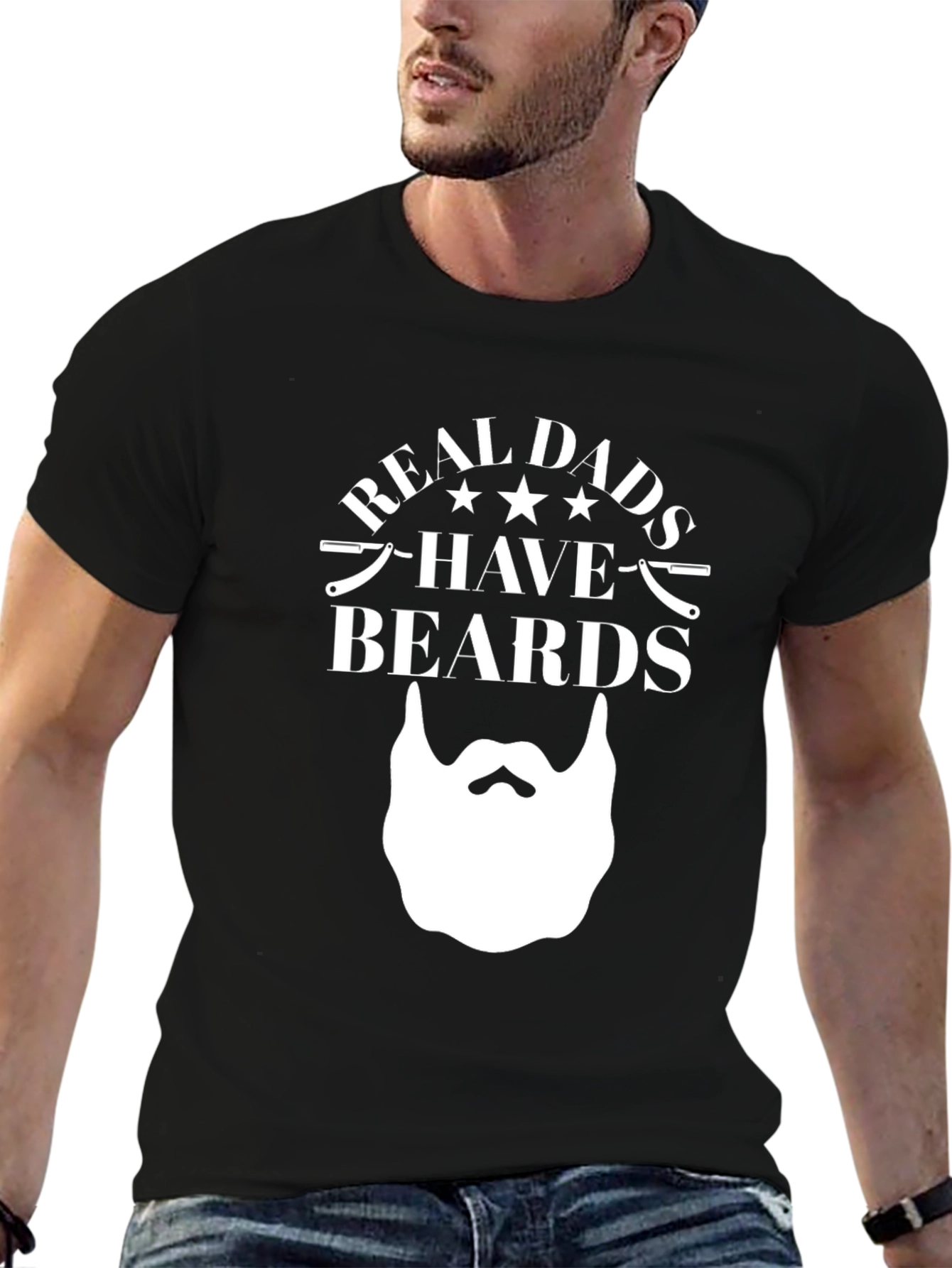 Real Dads Have Beards Graphic Tee - Black