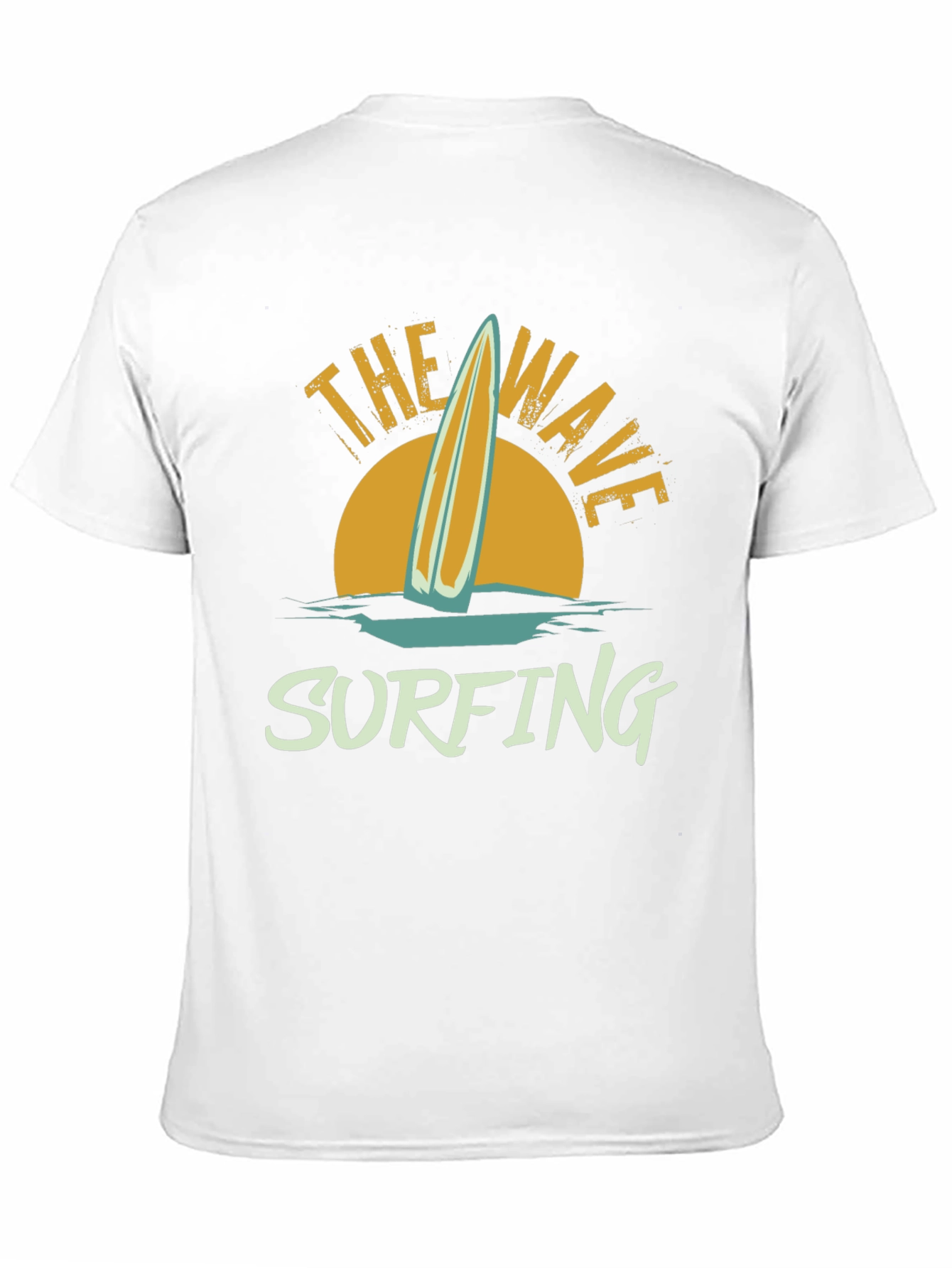 Retro Surfing Wave Graphic T-Shirt - Black