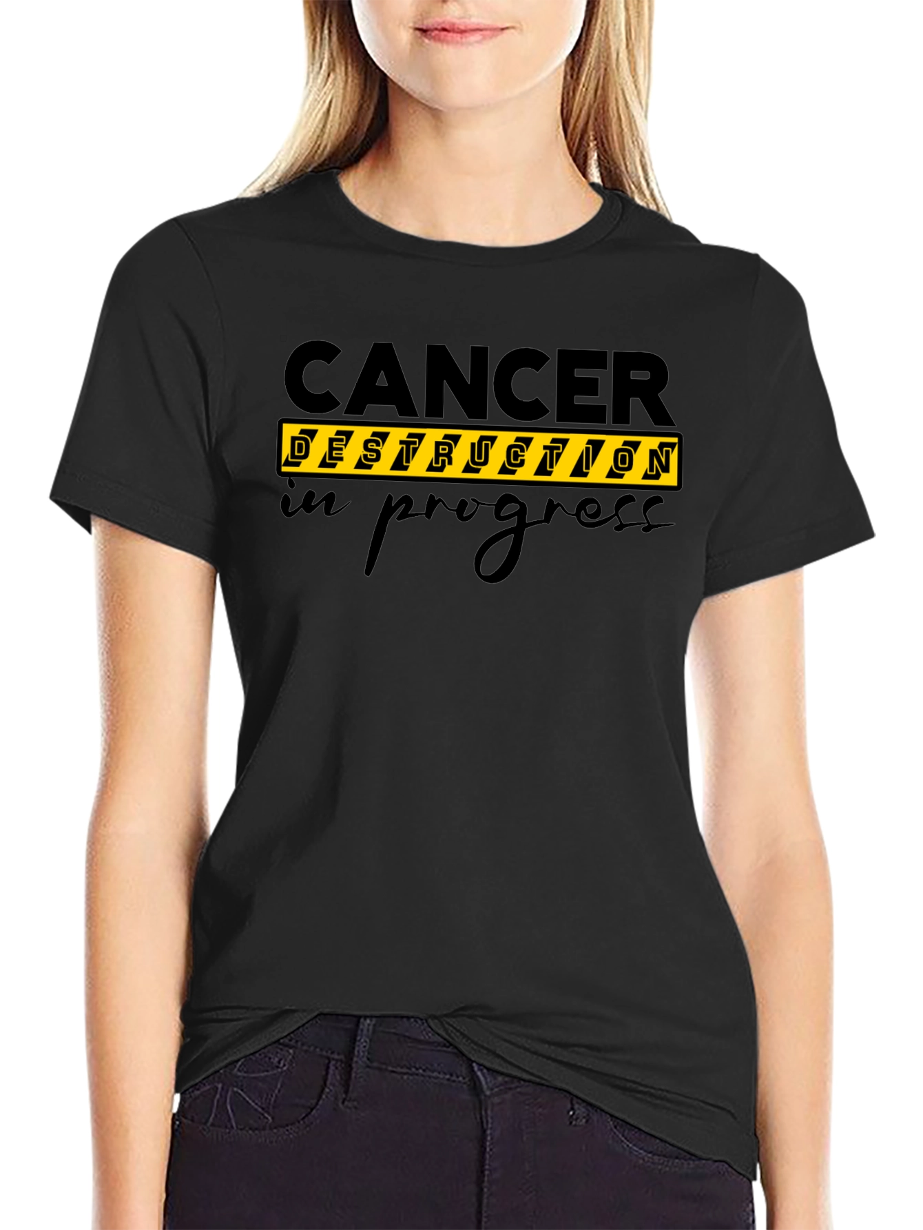 Cancer Destruction In Progress Black T-Shirt