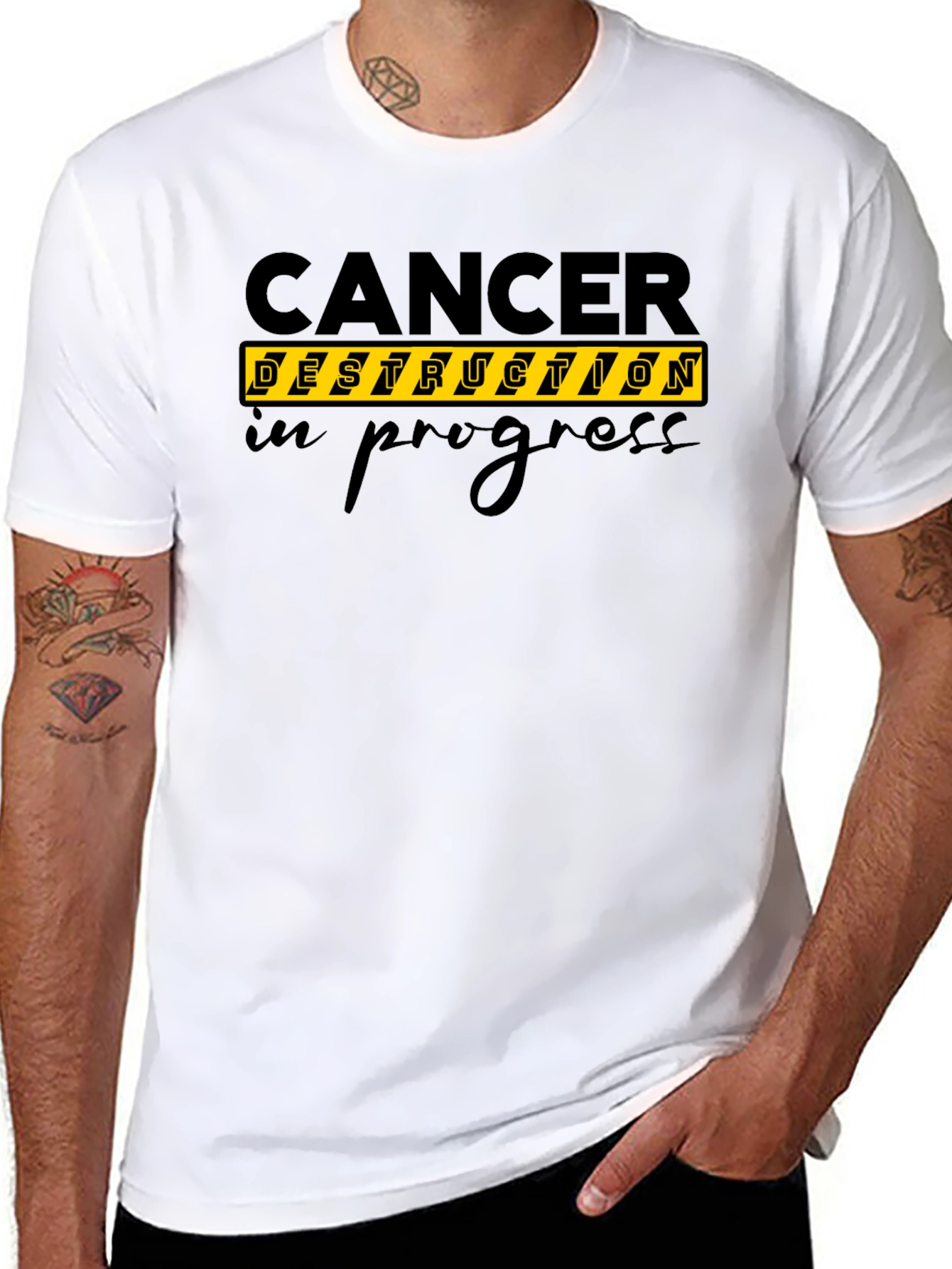 Cancer Destruction In Progress Black T-Shirt