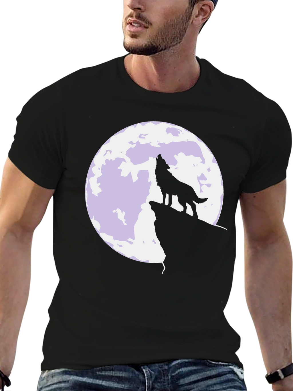 Wolf Moon T-Shirt - Black Graphic Tee