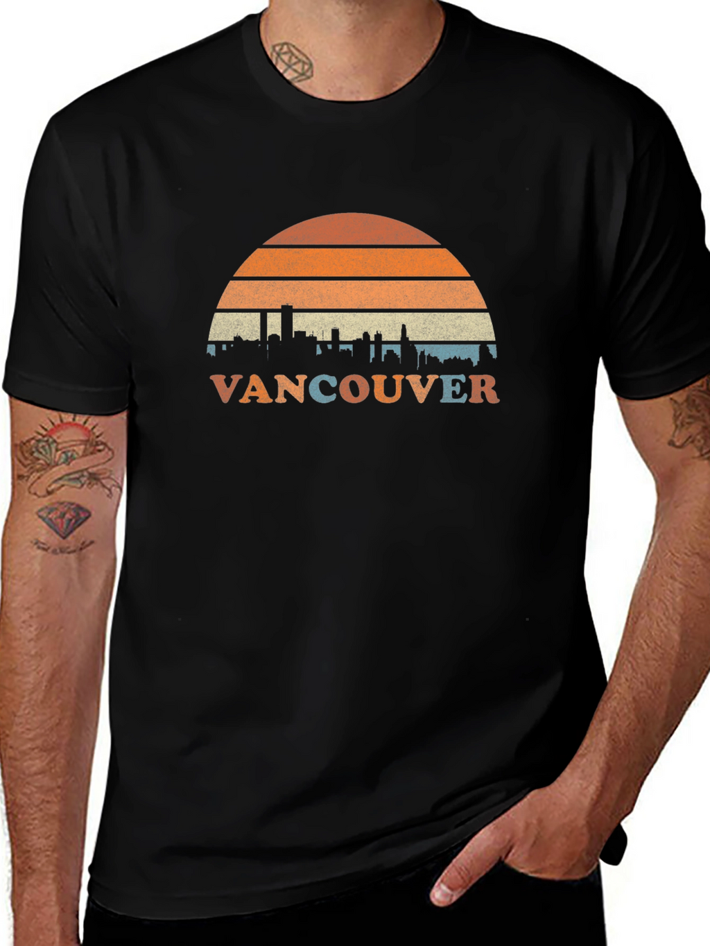 Vancouver Retro Skyline T-Shirt - Cityscape Design