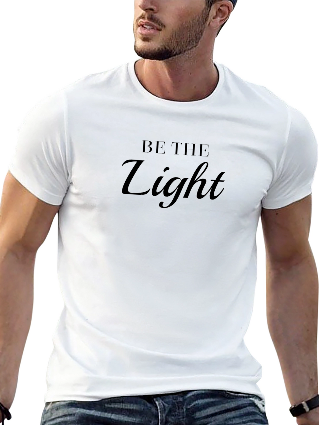 Be The Light Black T-Shirt - Inspirational Mens Tee